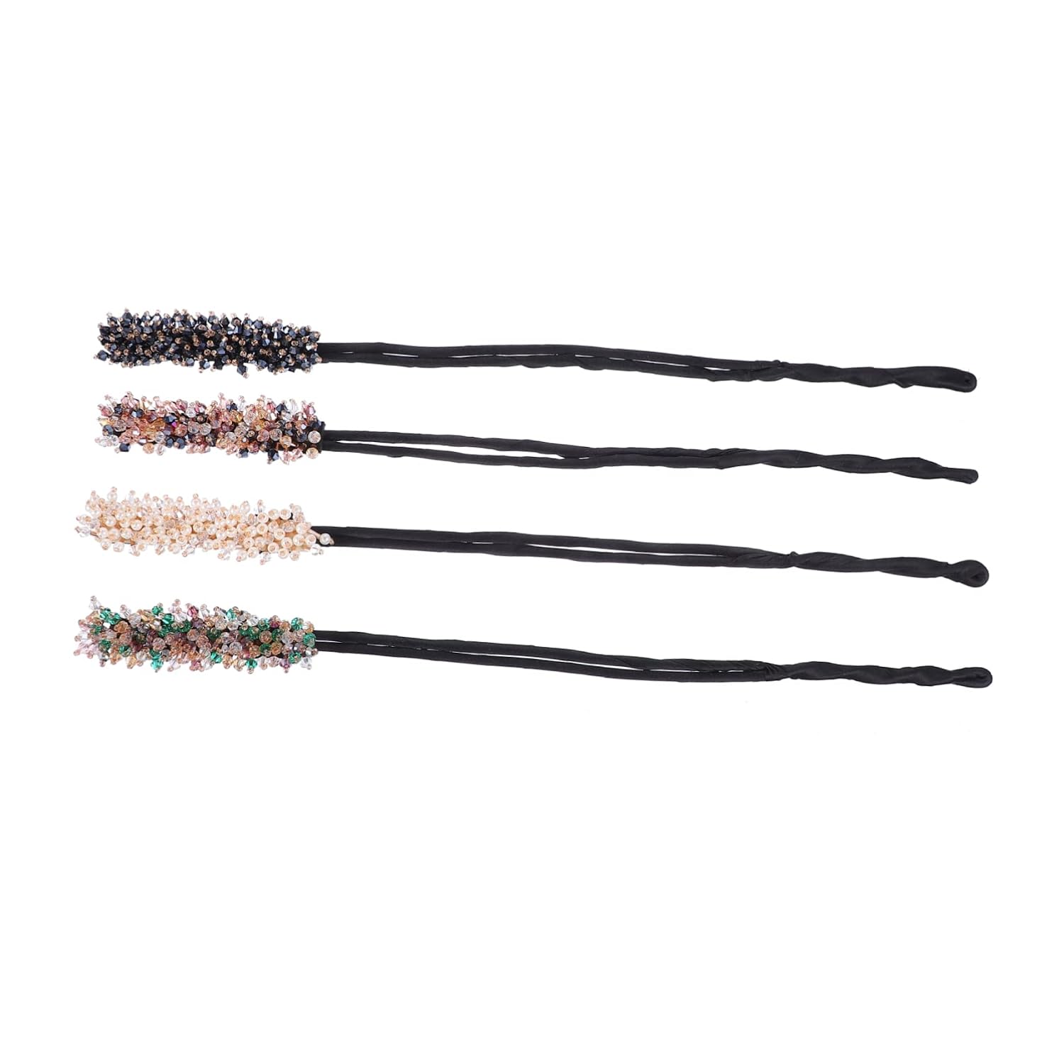 4pcs Rhinestone Hair Bun Shaper Curler Styling Tool for Women Hair Bun Maker