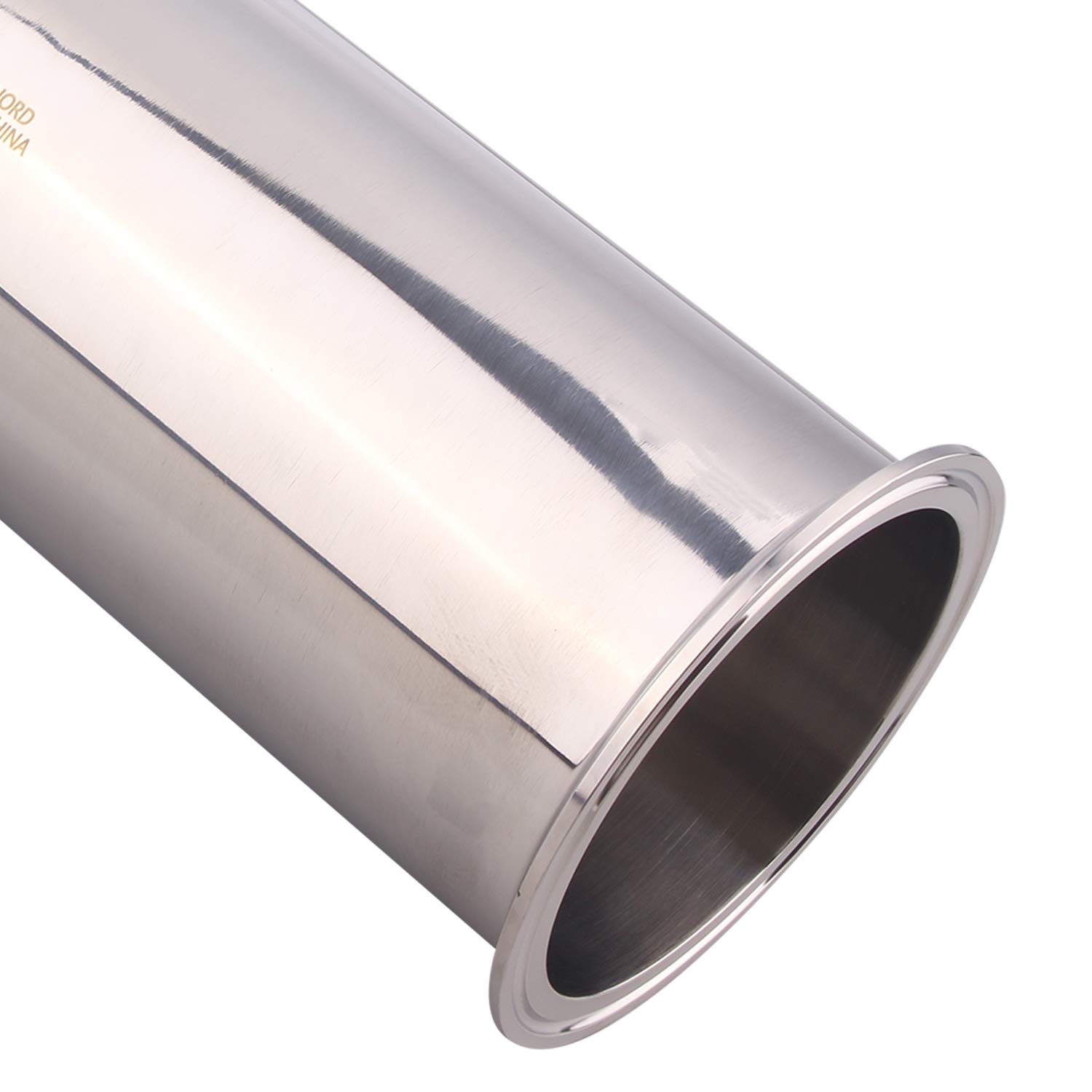 DERNORD Tubo de carrete sanitario con extremos de abrazadera, tubo redondo sin costura 304 con brida de 10 cm (longitud del tubo: 305 mm)