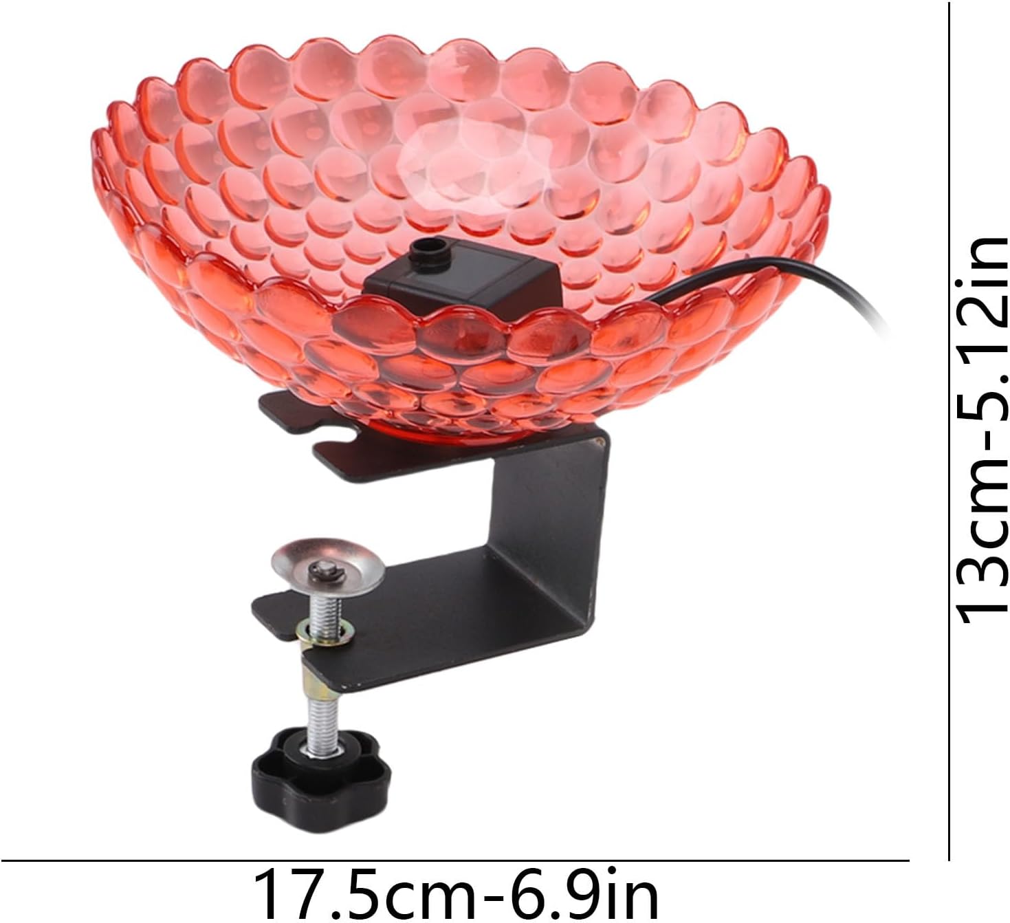 TOPINCN Solar Railing Bird Bath Fountain, Adjustable Clamp Deck Mounted Bubbler Feeder Deck Railing Metal Bird Bath for Outdoor Garden (Red)