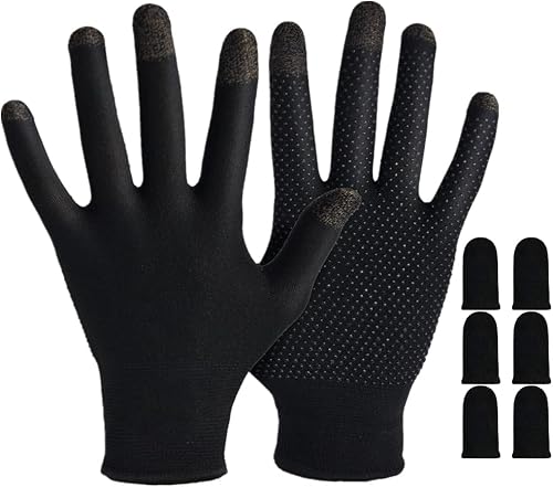 Guantes de juegos para manos sudorosas  Guantes de alta sensibilidad anti-sudor transpirables sin costuras para pantalla táctil con mangas para dedo