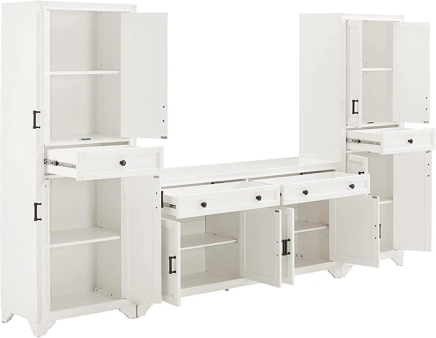 Distressed White 67" Entertainment Set with Cabinets