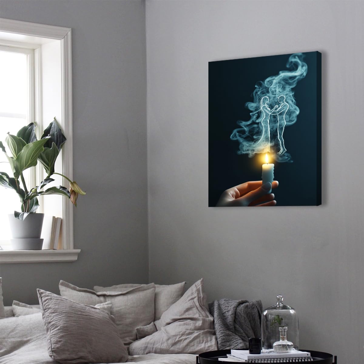 TOANGWALL Abstrakcyjny styl mgły kochankowie tańczący fantazyjne płótno sztuka ścienna sztuka fantazyjna dla par plakaty, nowoczesne nadruki do dekoracji salonu, 80 x 95 cm