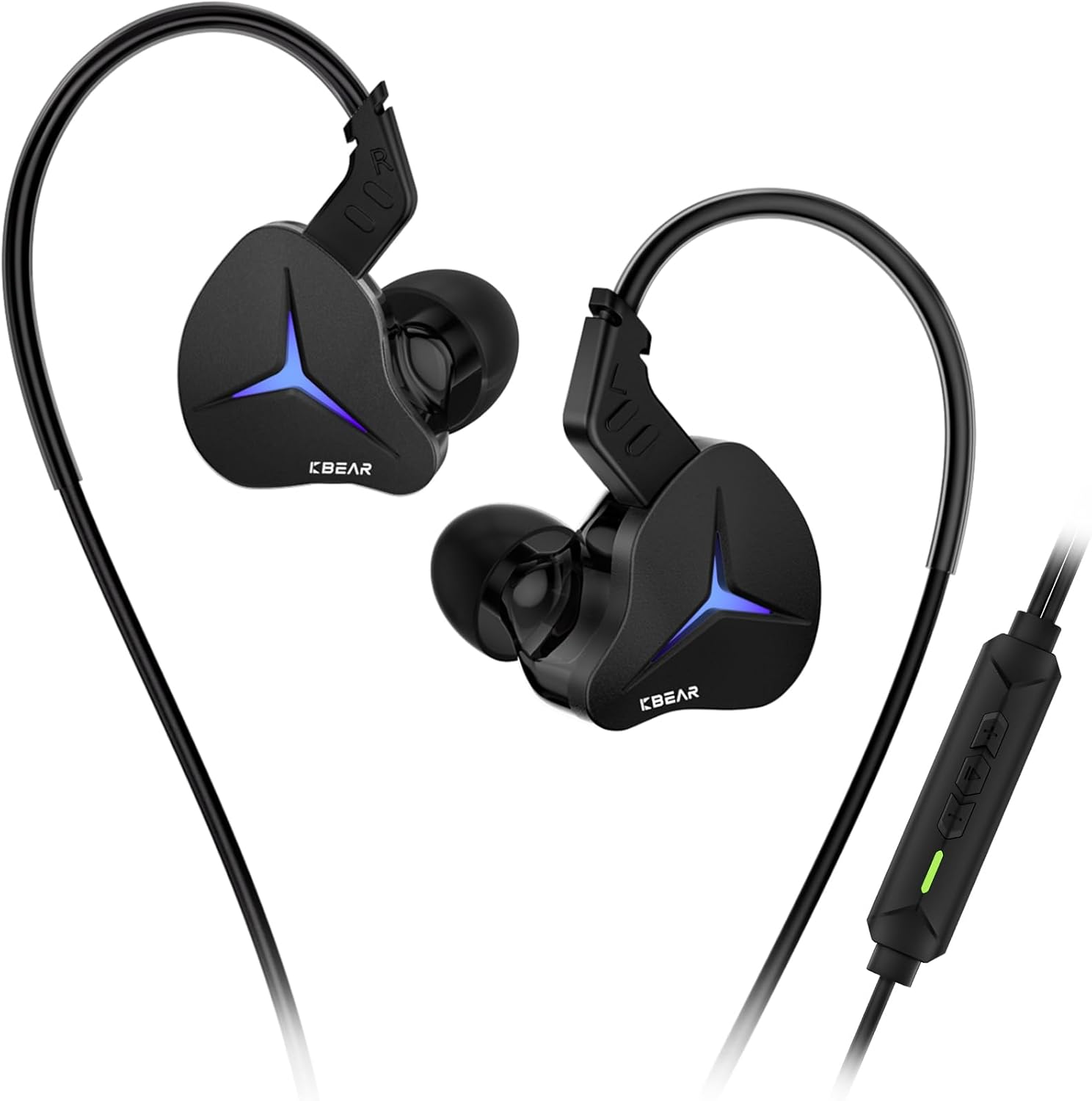 Yinyoo KBEAR Venus Wired Gaming Earbuds with Rhythm Responsive LED Lights, 10mm Driver, HiFi IEMs, Wired Headphones, USB C with DSP Chip for Ultra Low Latency on