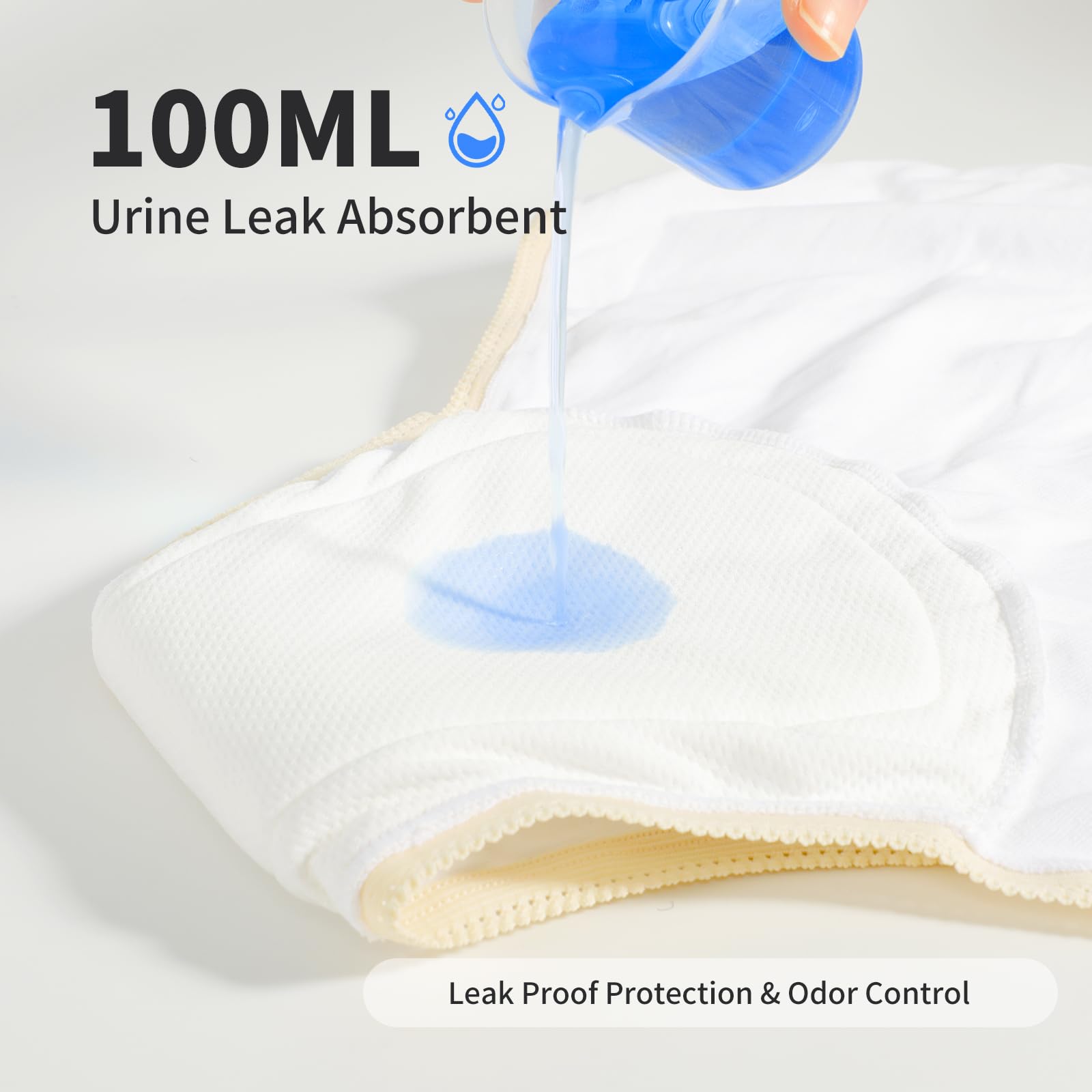 Ropa interior para incontinencia para mujer, lavable, a prueba de fugas, gran absorción, 100 ml, a prueba de fugas, ropa interior protectora para control de vejiga, talla L