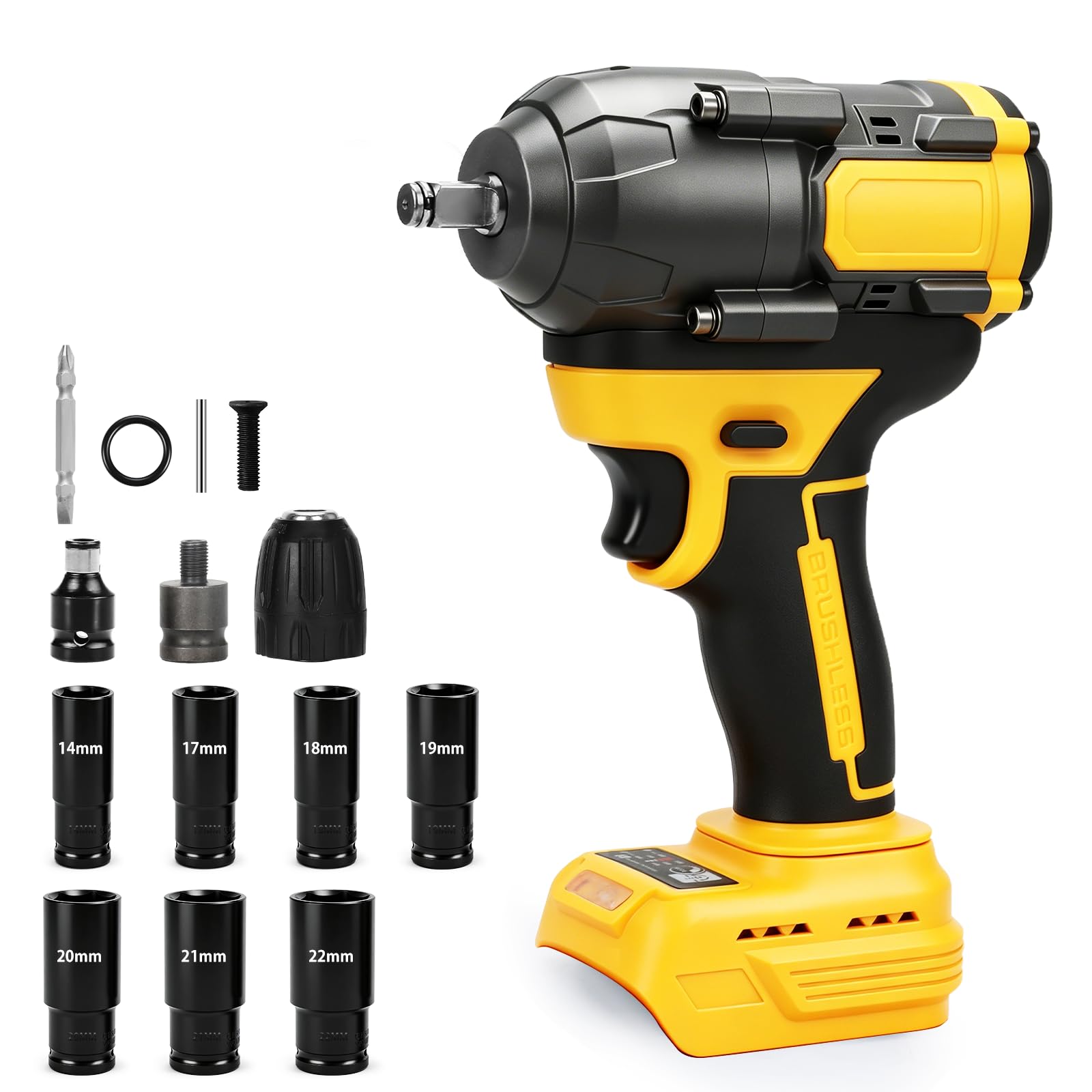 Kistrba 600 N.m Cordless Impact Wrench for Dewalt 18V Battery, No Battery