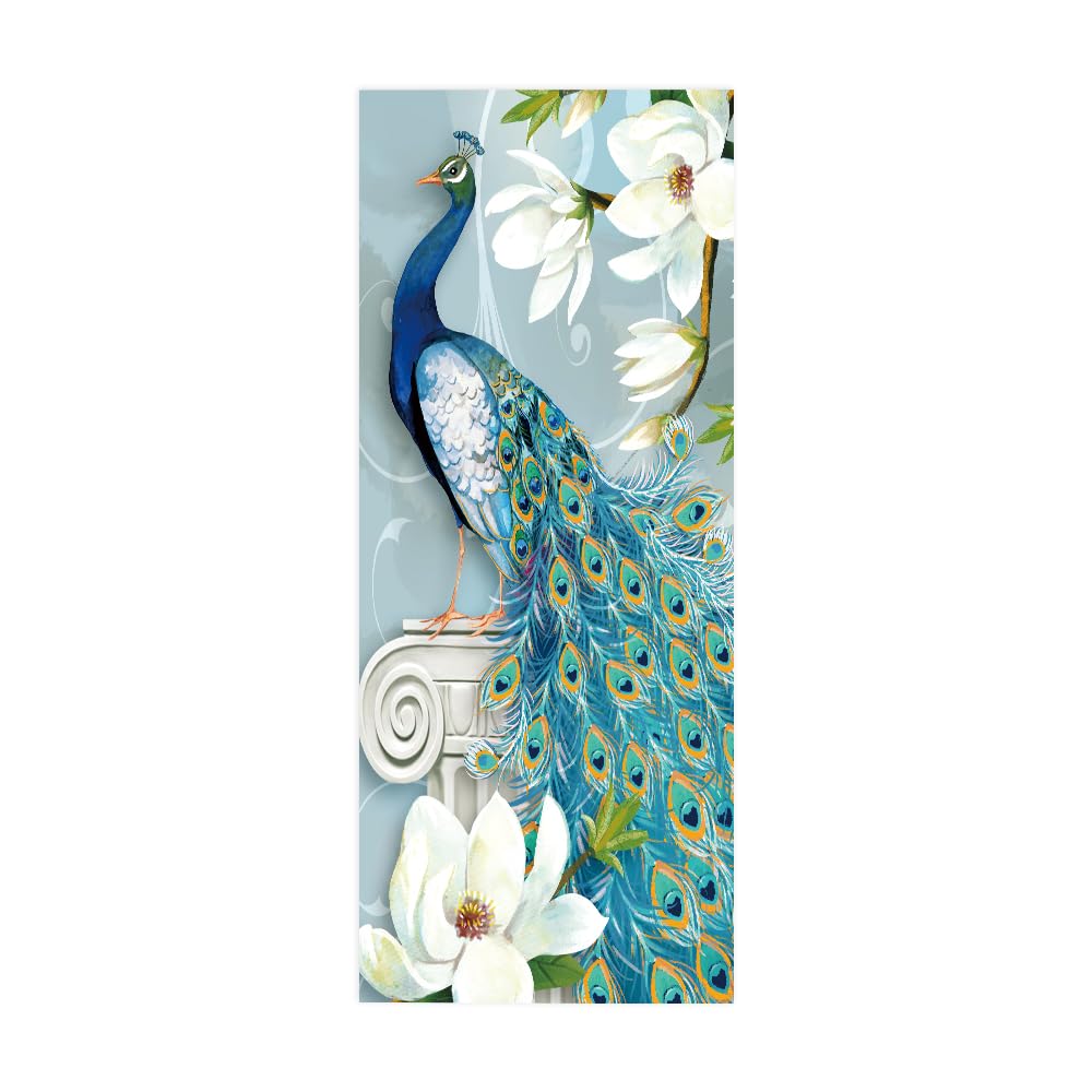 Sticker porte 3D paon 73x205 cm papier peint de décoration amovible