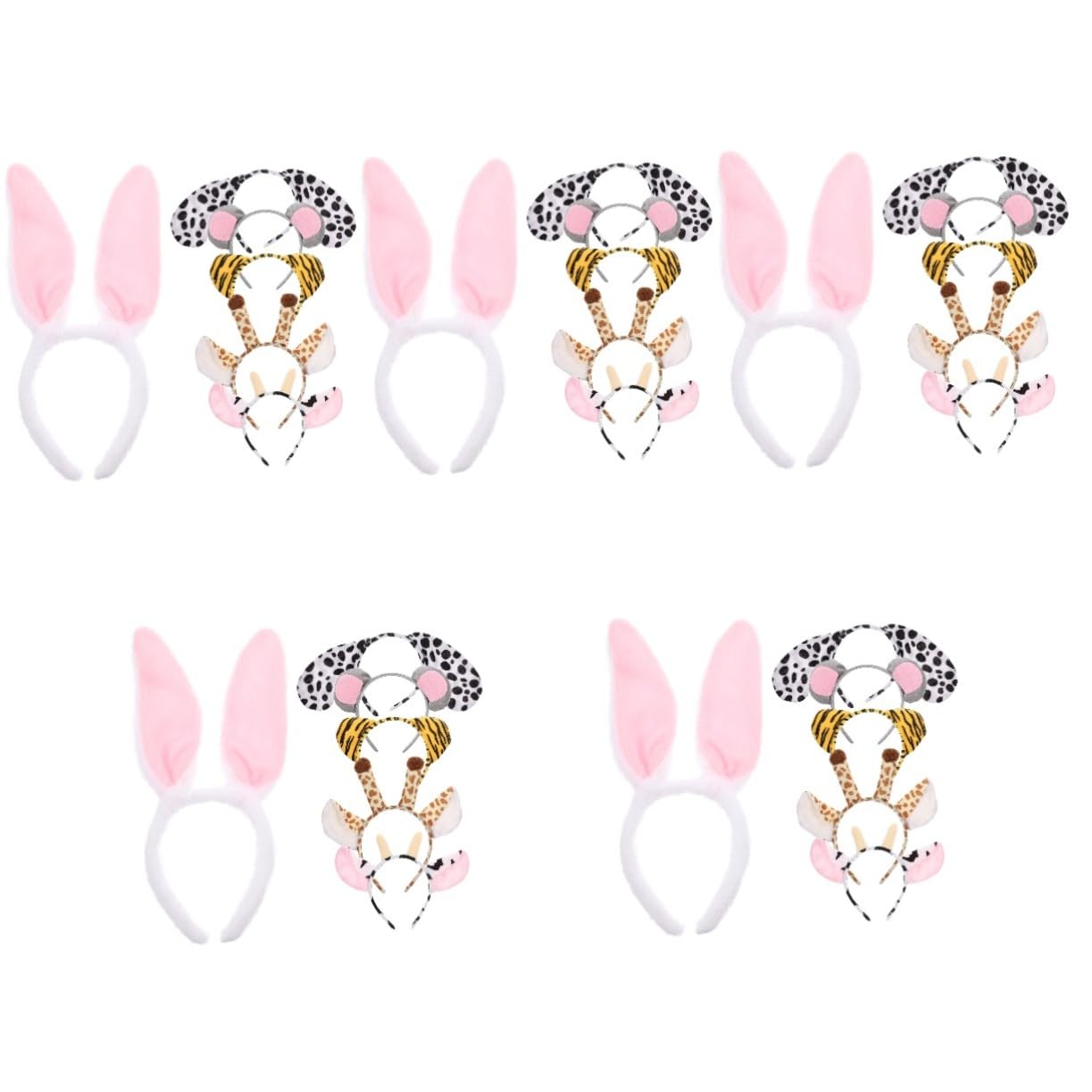 VICASKY 30 Pièces Bandeaux Oreilles Animaux Accessoire Cheveux Adorable pour Fêtes Garçon Fille Costume Girafe Tigre Lapin Souris