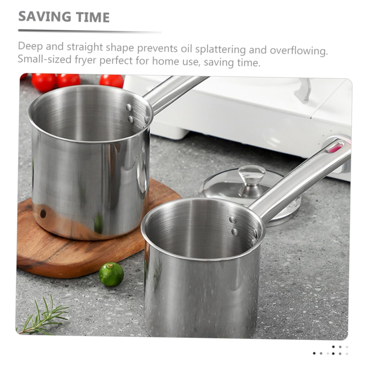 OUNONA 1 Set Stainless Steel Deep Fryer Pot Compact Household Frying Pan with Ergonomic Handle for Frying Boiling and Stewing Scalding Design for Safe Cooking