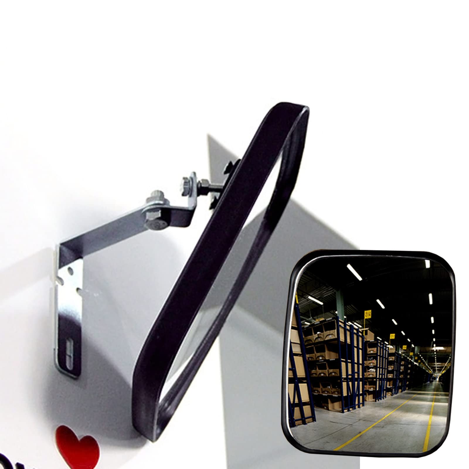 V3VOGUE Miroir Convexe Noir Sécurité Miroir De Circulation Convexe Trafic Route Sortie De Garage 16cm 22cm 24cm, Réglable Miroirs De Sécurité avec Grand Angle, pour Surveillance Panoramique