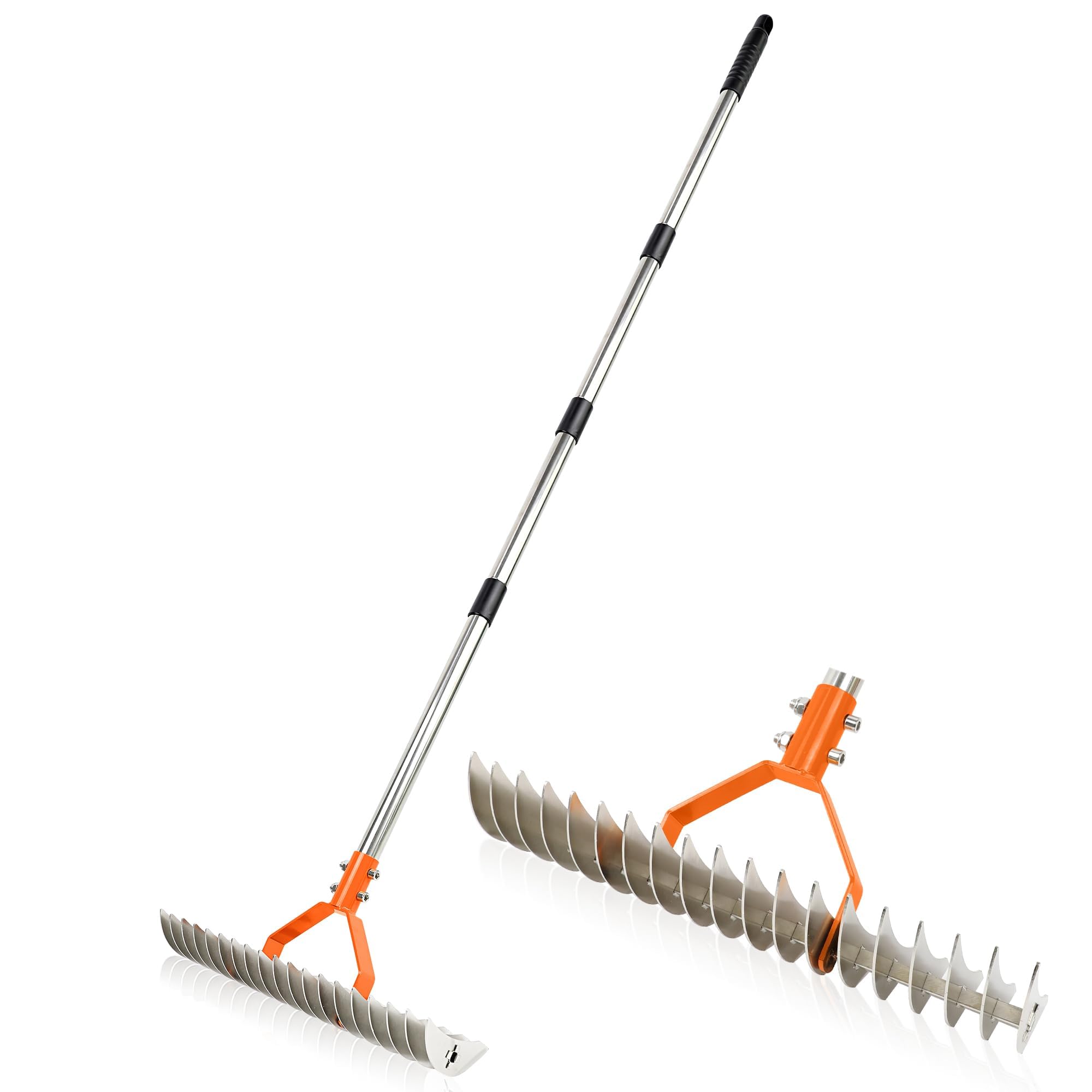 Thatch Rake - 15-Inch Durable Steel Dethatcher with Comfort Handle for Efficient Lawn Grooming, Soil Preparation & Dead Grass Removal - Versatile