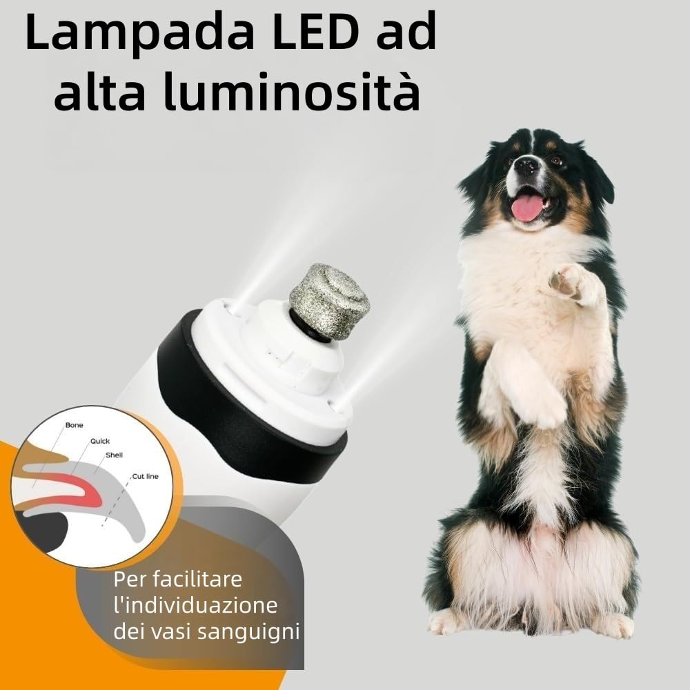 MEIION Hiwoof Smooth Groom - Lima Elettrica per Cani Silenziosa, Lima Unghie Cani Piccoli e Grandi, Lima per Unghie silenziosa con Luce LED