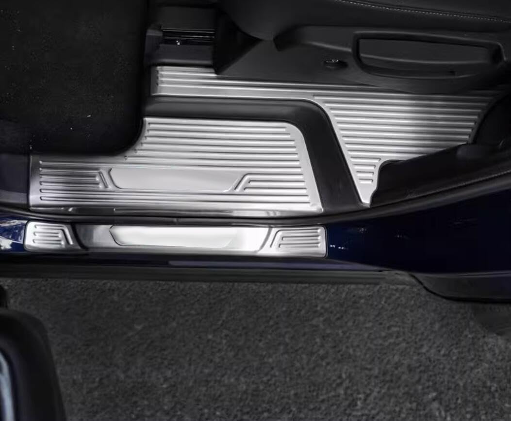 8Pcs Silver Car Inner+Outer Door Sill Scuff Plate Cover Trim Compatible for Nissan Pathfinder 2022-2023-2024-2025 (Not fit Nissan Pathfinder Concept)