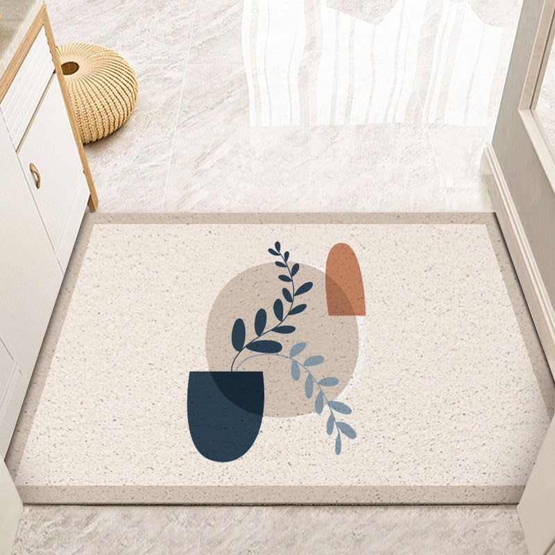 Tapis d'entrée bleu gris antidérapant et lavable pour cuisine