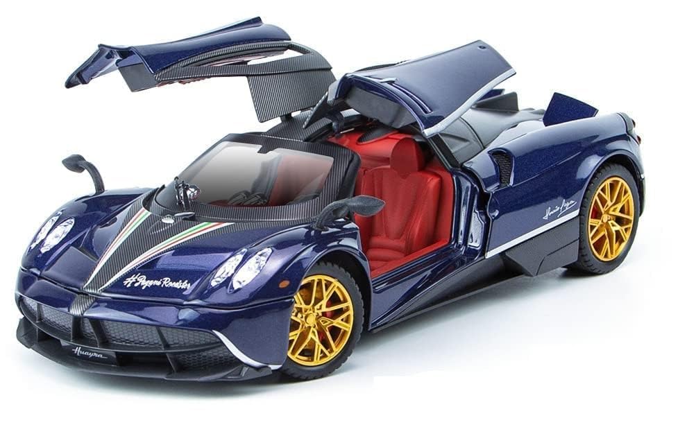 Image of WireScorts Pagani Huayra 1:32 Model Car Exclusive Alloy Metal Pull Back Die-Cast Car Diecast Metal Toy Car with Openable Doors & Light Music Best Gifts Toys Kids - Multi Color
