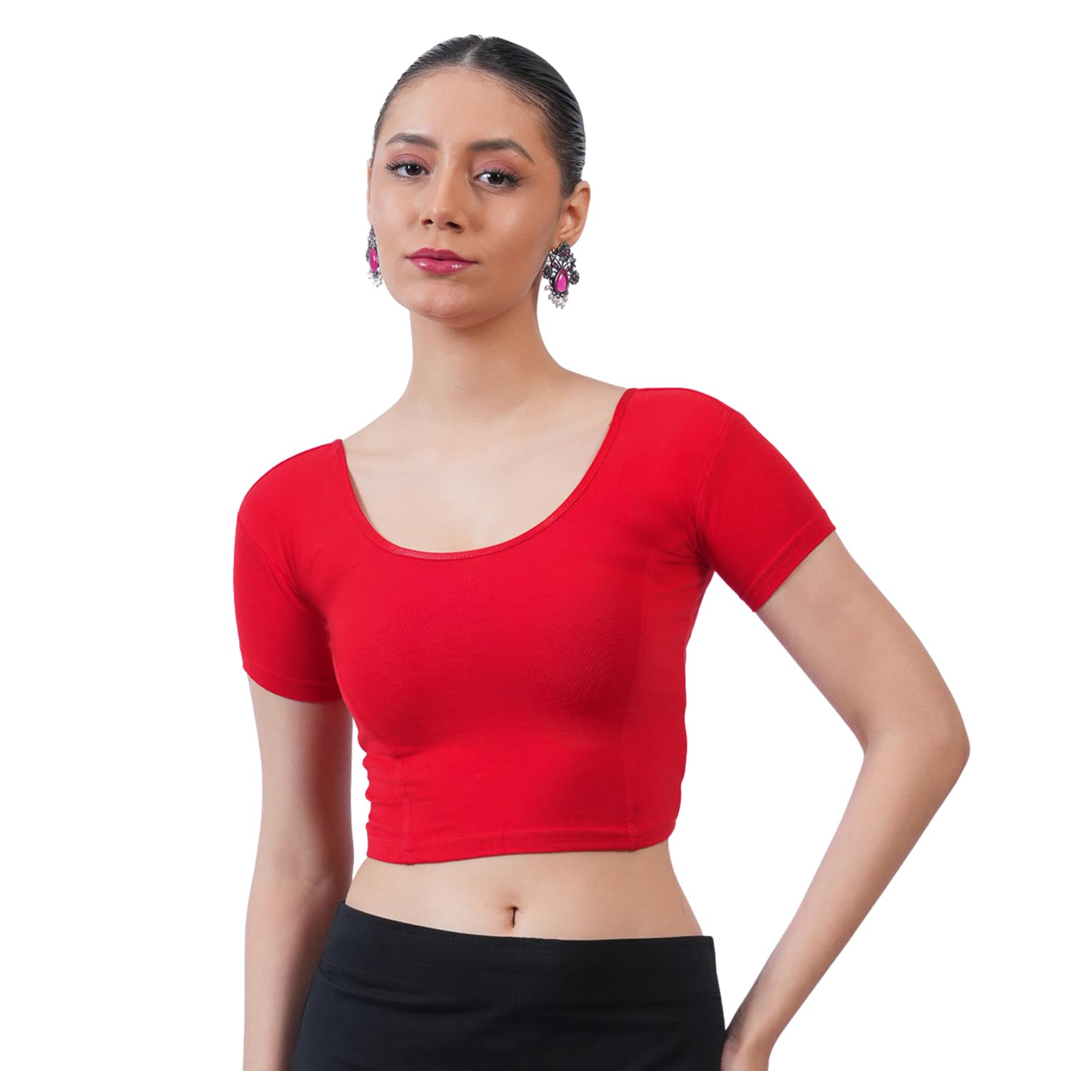 bonjour Women’s Short Sleeve Stretchable Readymade Saree Blouse for Festive, Wedding Comfortable Fit-picture-45