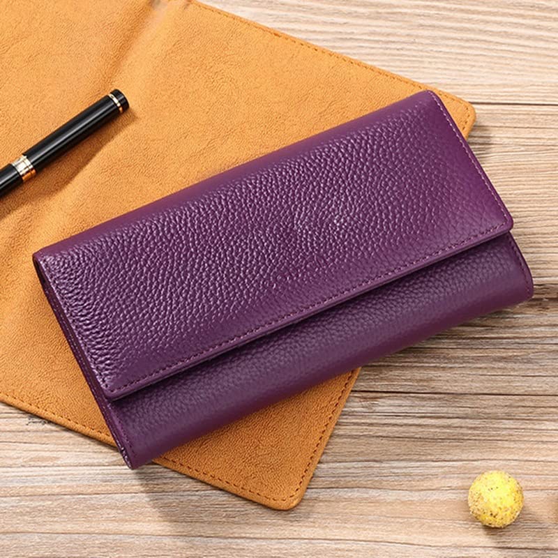 Wallet,Women's Leather Wallets Layer Women's Long Wallet Card Case (B 18.5 * 10.5 * 4cm)4