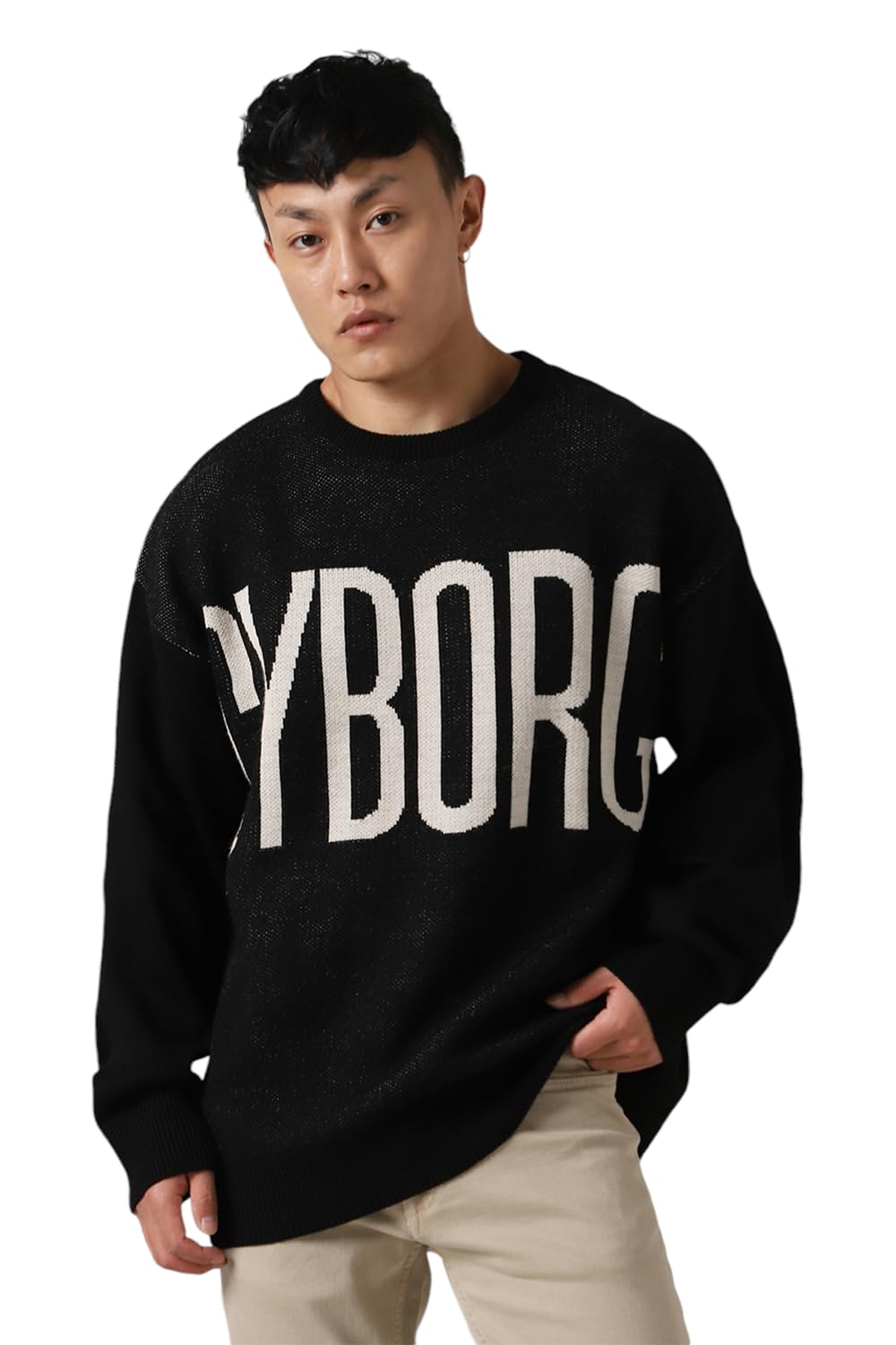 hubberholme Men Acrylic Knitted Oversized Fit Round Neck Full Sleeves Sweaters 1-picture-3