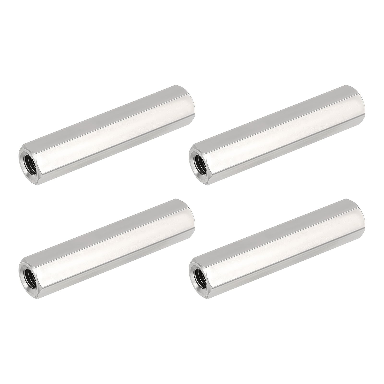 HiPicco Hex Coupling Nuts, M6 x 1-Pitch UNC 50mm/1.97" Length, 4 Pack 304 Stainless Steel Rod Coupling Nut for Threaded Rods & Studs