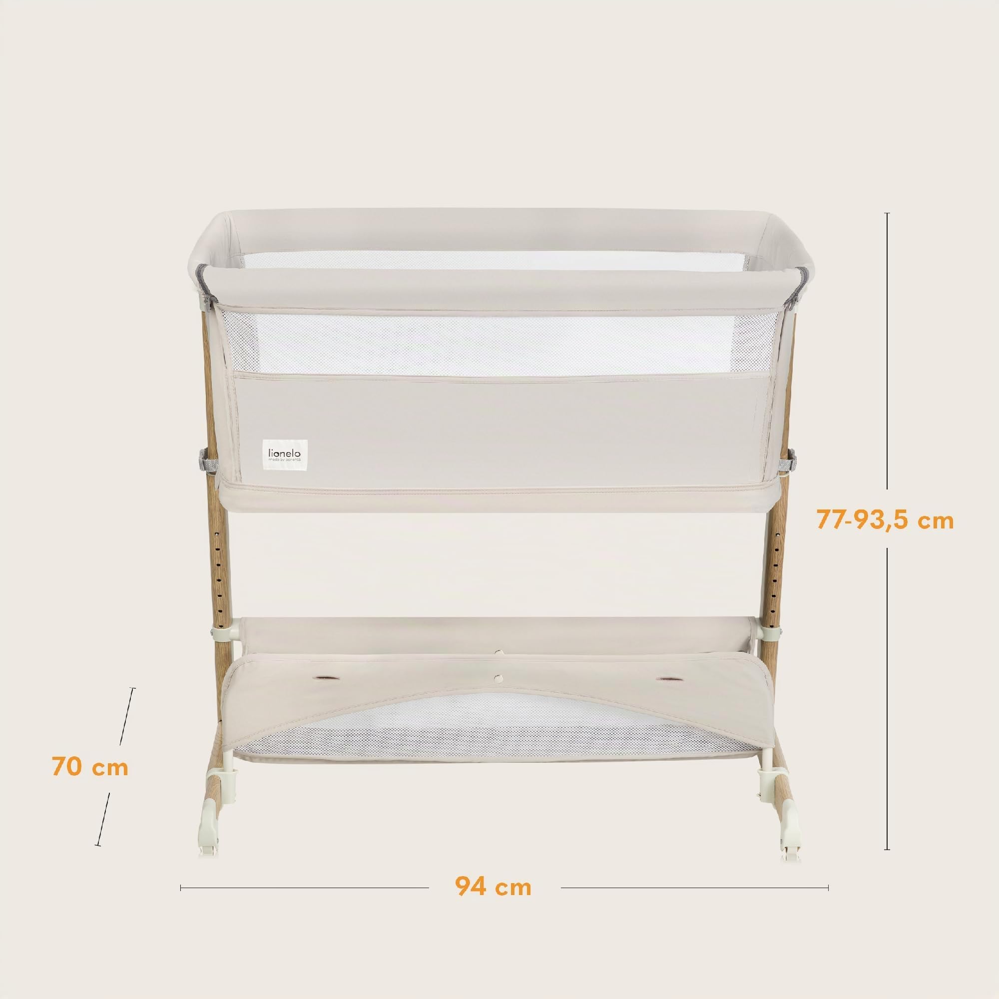 lionelo THOMI Plus 5 en 1 Lit Bébé sur Pied, Convertible jusqu'à 9 kg, pour Un Enfant Plus Âgé jusqu'à 30 kg, Parc Enfant Jusqu'à 15 kg, Canapé-Lit jusqu'à 100 kg Réglable en Hauteur, 2 Roues