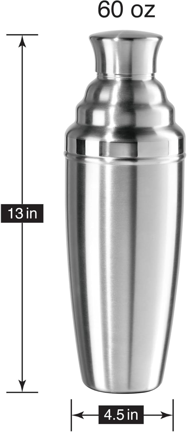 Oggi Jumbo Cocktail Shaker 60 oz - Stainless Steel Construction, Built in Strainer - Ideal Large Cocktail Shaker for Parties, Mixes 12 Martinis - Image 6