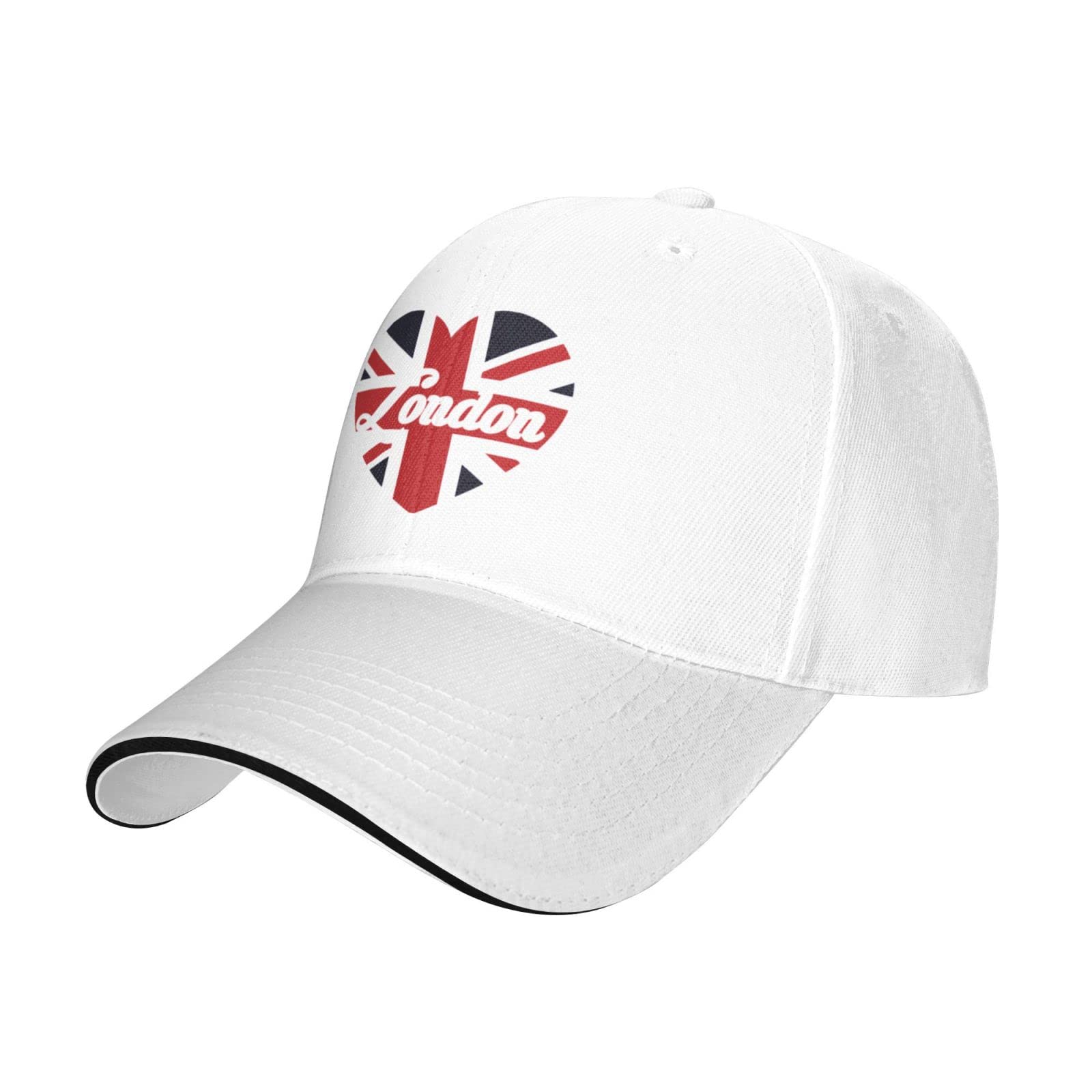 CURANIVintage Baseball Cap for Men Women London British Flag Heart United Kingdom Cute Dad Hat Adjustable Black