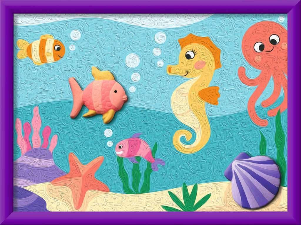 Ravensburger CreArt 12023071 - Sea Friends - Painting by Numbers from 9 Years, Painting Set with Frame, Brush and Acrylic Paints, Gift for Girls and Boys, Cast Plaster