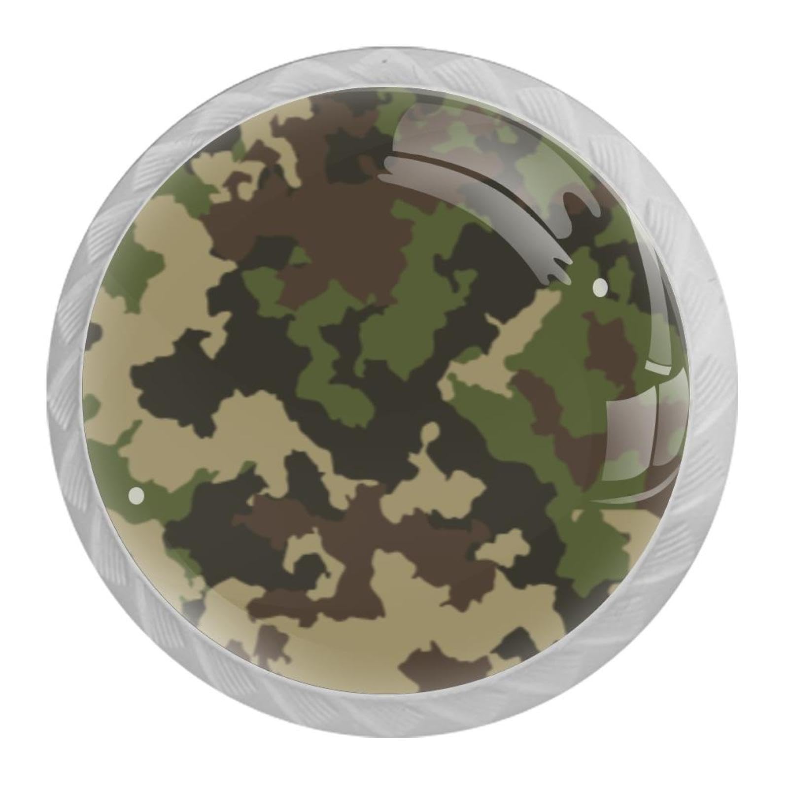 Tqmspg Multi18 4 Pieces Drawer Pulls Camouflage Pattern Door Knobs Dresser Handles For Kitchen Wardrobe Cupboard Hardware Furniture
