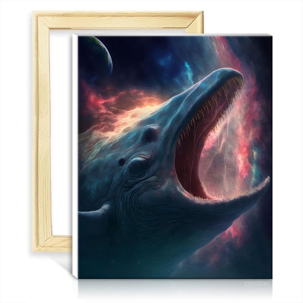 TANGFEIY Painting by Number Kits Blue Space Whale Paint by Number Adults Beginner with 3 Brushes & Acrylic Paints Home Decor Painting Gift No Frame(30x40cm)