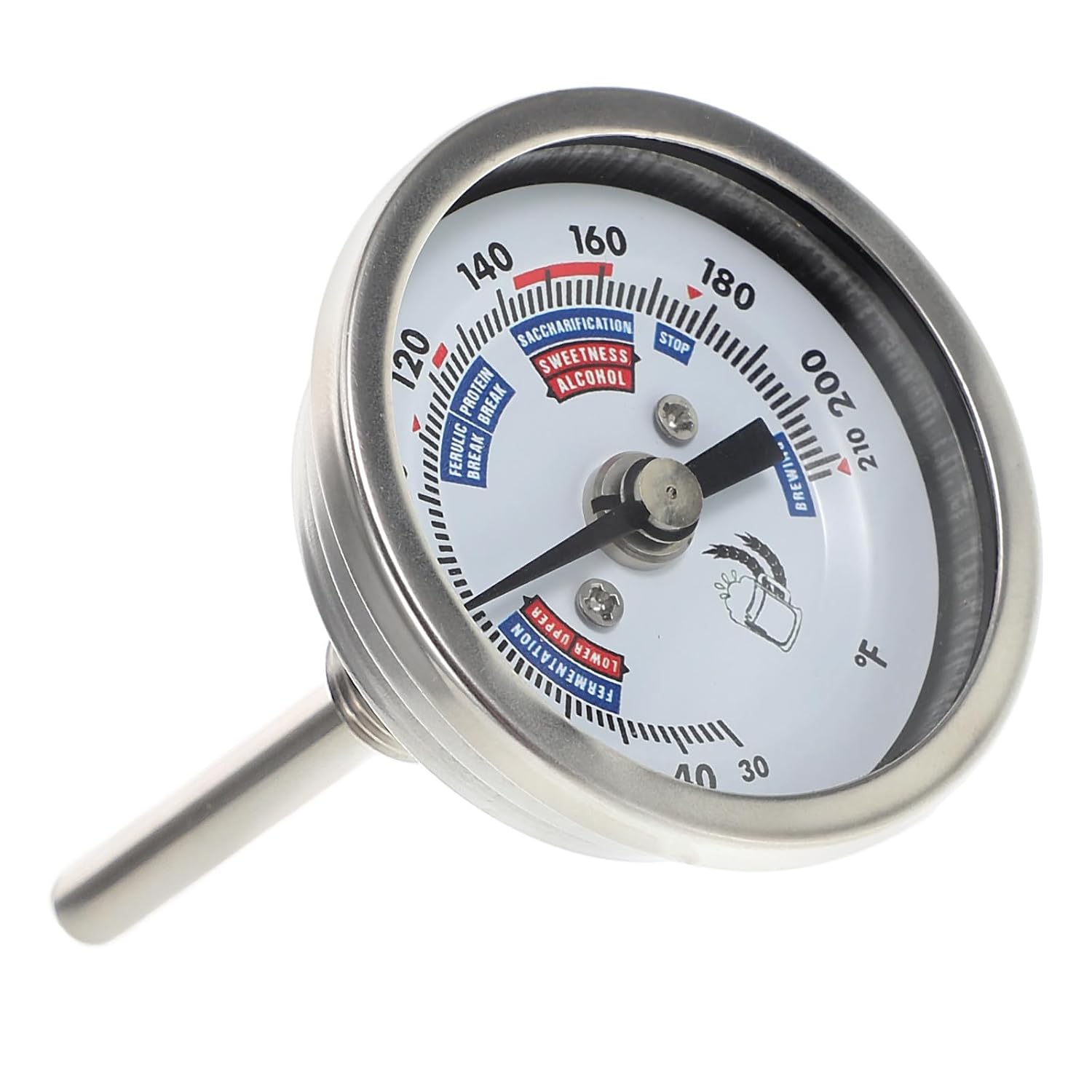 DOITOOL Stainless Steel Wine Temperature Gauge for Brewing 2-inch Dial Thermometer with Corrosion-Resistant Bi-Metal Stem, Accurate Reading for Wine Barrel and Homebrewing