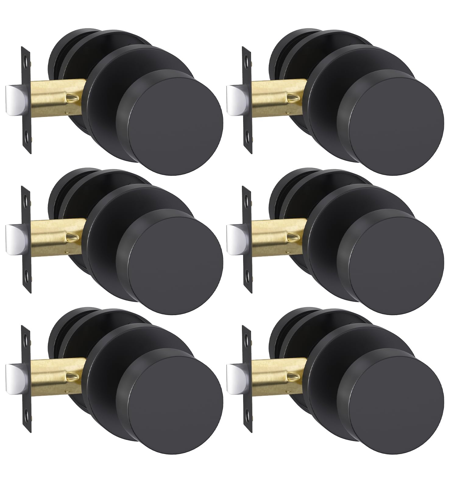 Photo 1 of Goldenwarm Black Closet Door Knobs, Zinc Alloy Matte Black Passage Door Knob, Door Knobs Interior for Hallway, Closets, Heavy Duty Round Ball (6 Pack)