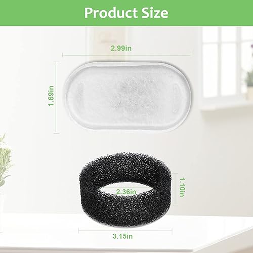 Miniatura 4 de Filtros de fuente de agua para gatos, paquete de 8 filtros de repuesto con 8 esponjas, filtros de cuenco para gatos de acero inoxidable de 67 onzas2