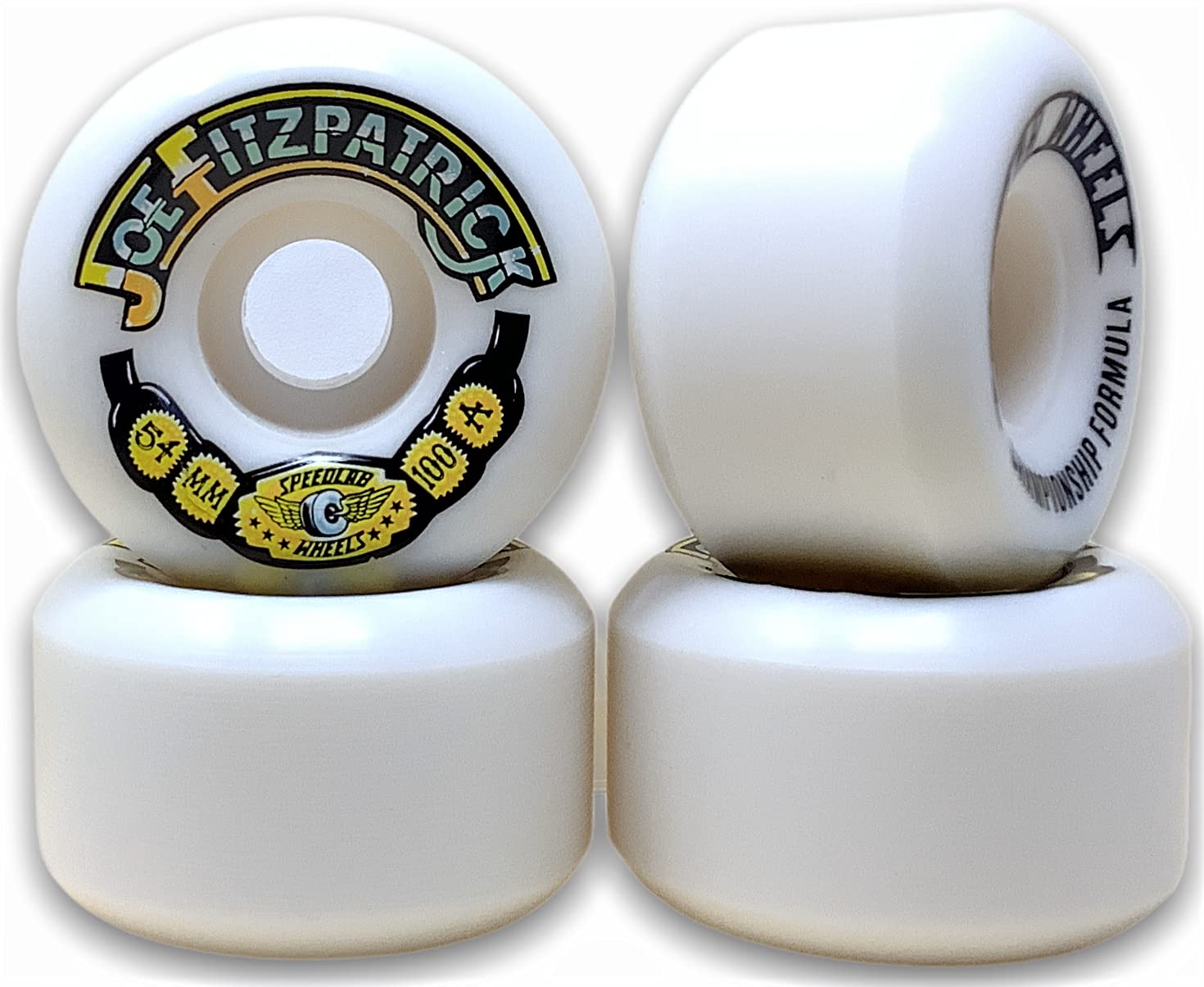SpeedlabWheels Joe Fitzpatrick Pro White Skateboard Wheels - 54mm 100a (Set of 4)