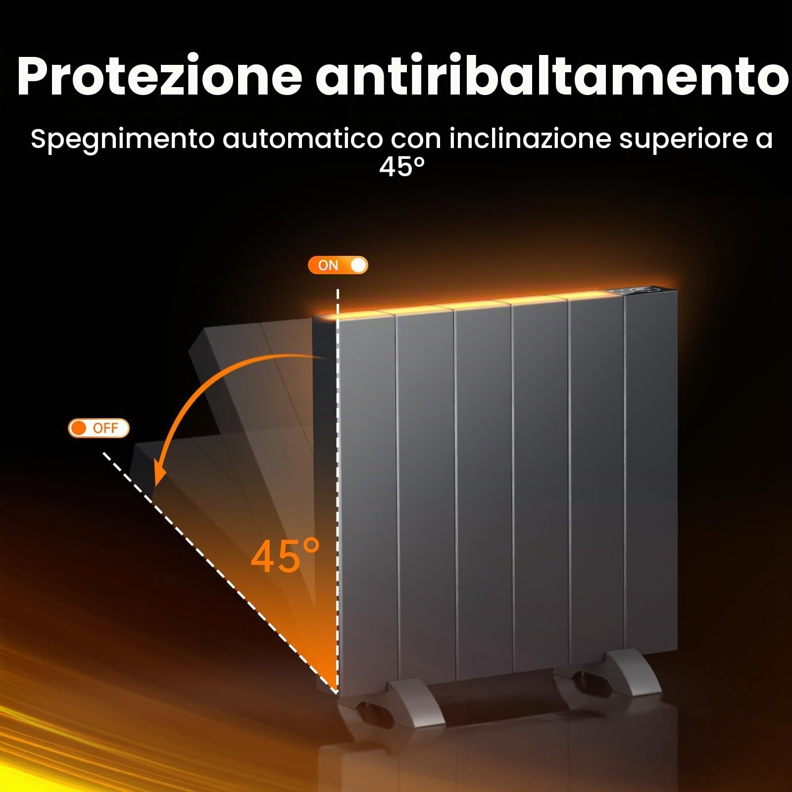 EMKE Riscaldamento elettrico a risparmio energetico, 1000 W, dispositivo da pavimento o da parete, riscaldamento elettrico con display LCD, timer settimanale, applicazione telecomando termoconvettore