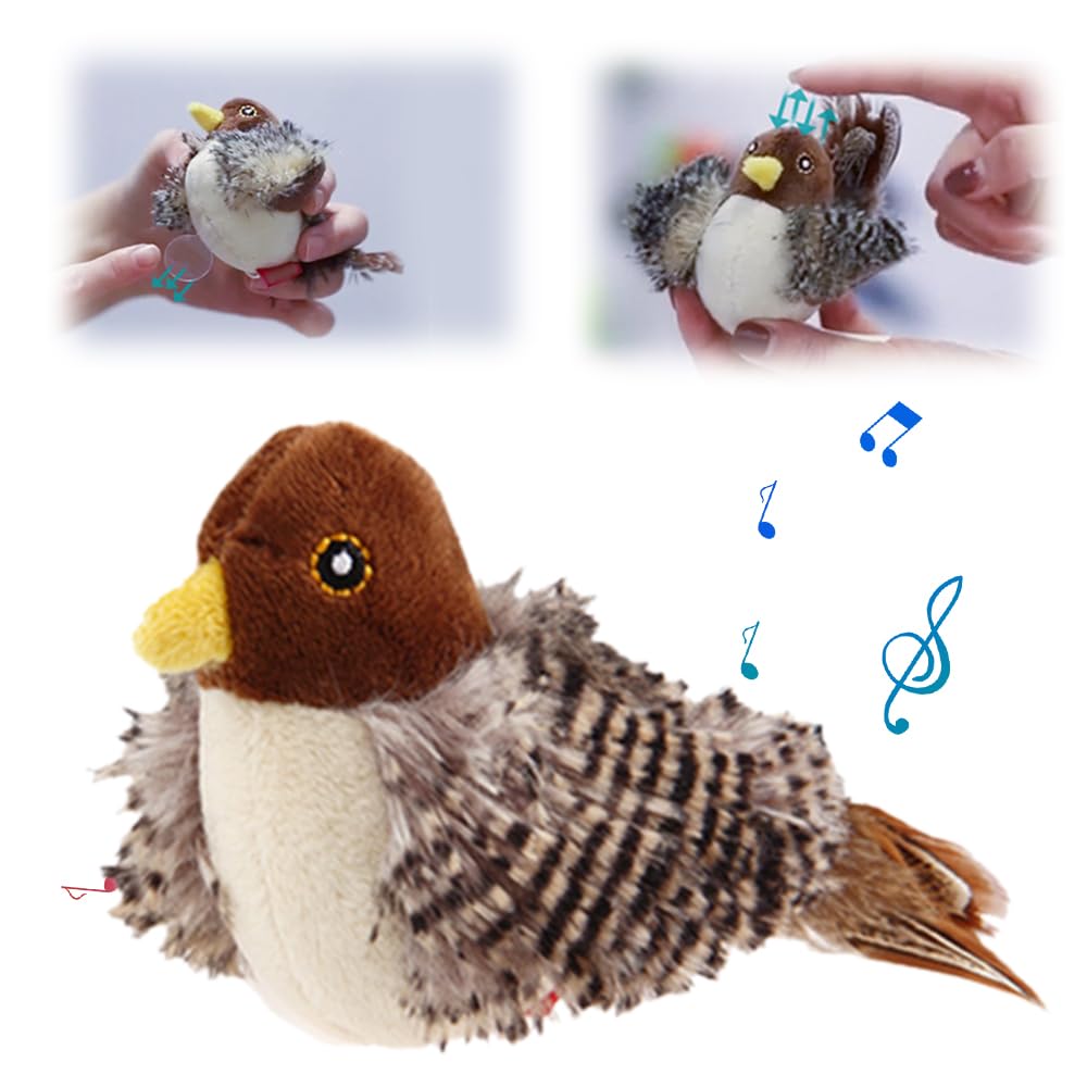 2025 New Interactive Cat Toys, Bird Cat Toy, Cat Toys for Indoor Plush Simulated Chirping Bird, Stimulate Hunting Instincts Melody Chaser Pet Bird Interactive Cat Toy (Bird, 1)