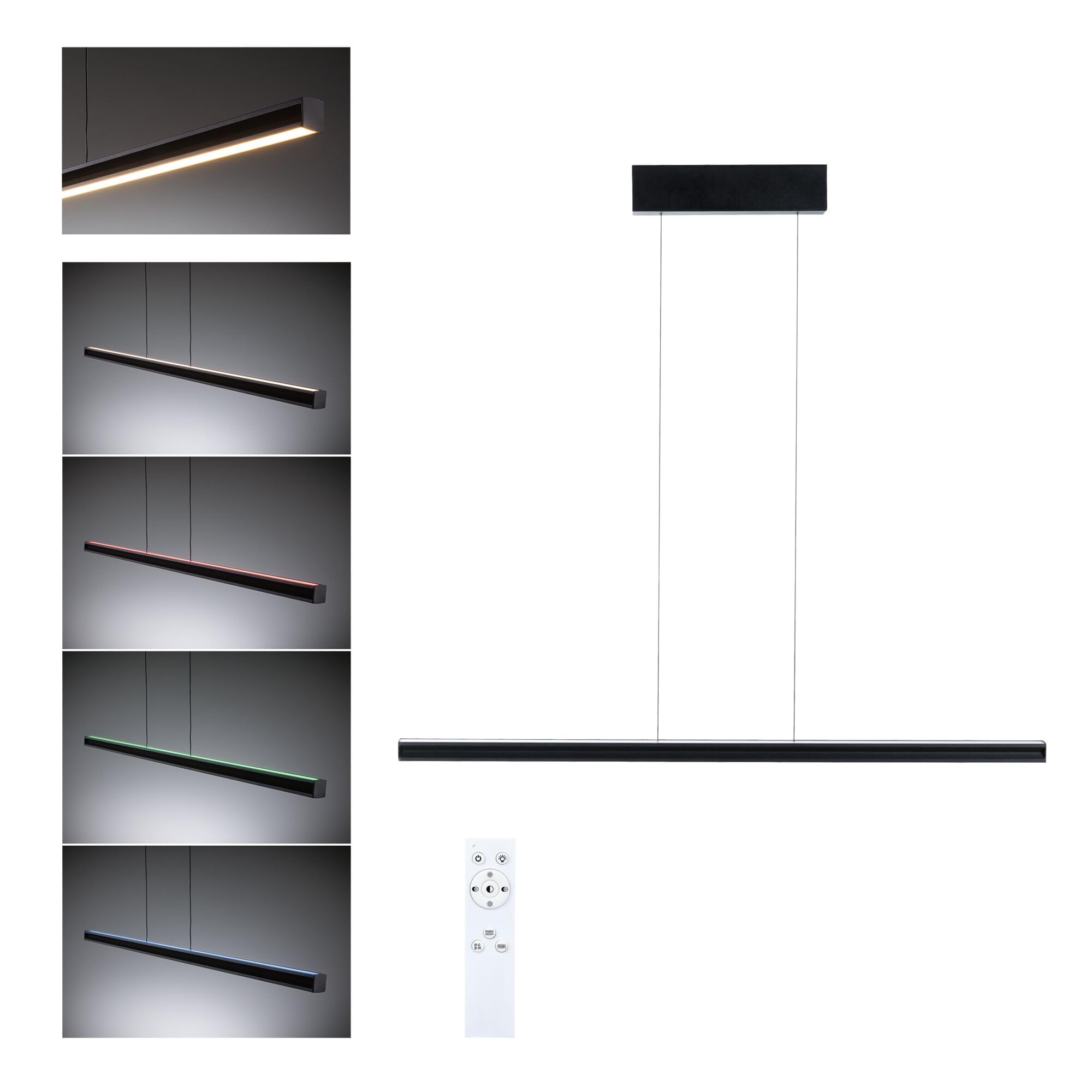 Paulmann 78477 LED Pendelleuchte Lesko RGBW+ dimmbar 2300lm / 370lm 19W / 3W Schwarz matt
