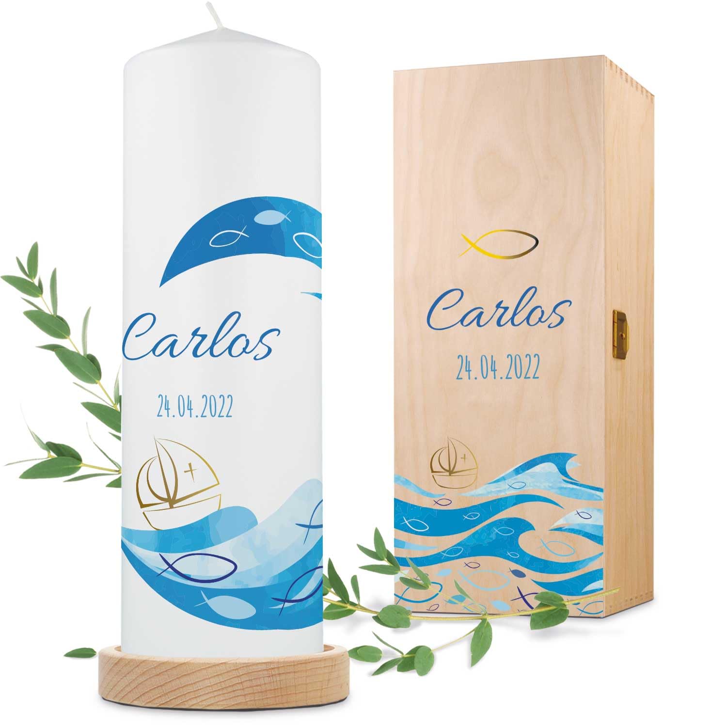 GRAVURZEILE Candela stampata – Candela per battesimo – Candela stampata brillante per battesimo – regalo di battesimo personalizzato per ragazze e ragazzi – Candela pilastro di alta qualità 250/80 mm