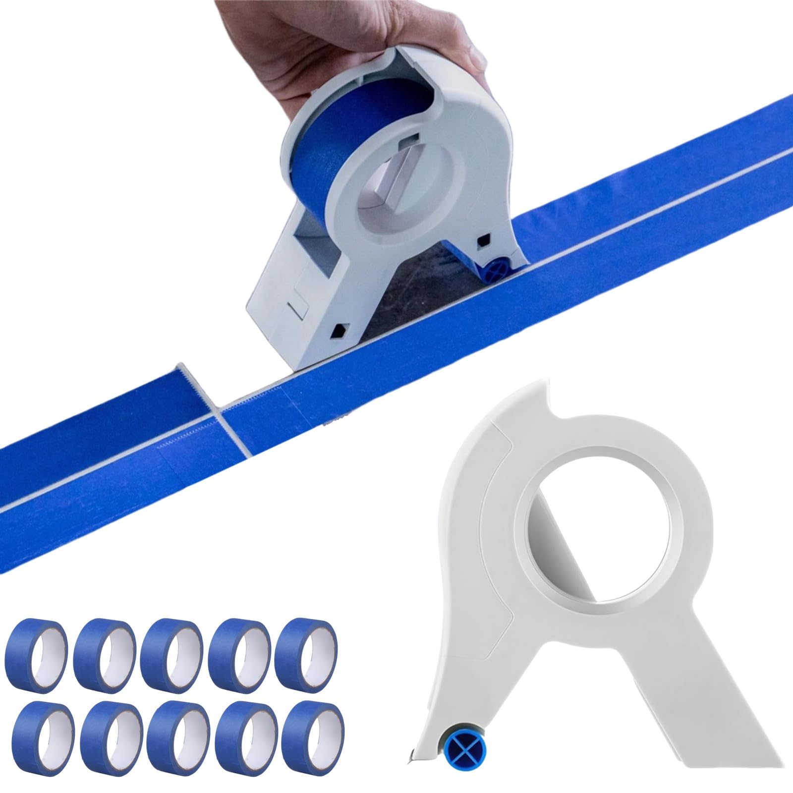 Dispensateur de ruban adhésif, Masking Machine Machine Portable Masking Masking Master Tape Dispensateur avec 5 rouleaux Randeau pour peindre Applicateur de bande de peinture polyvalente Applicateur