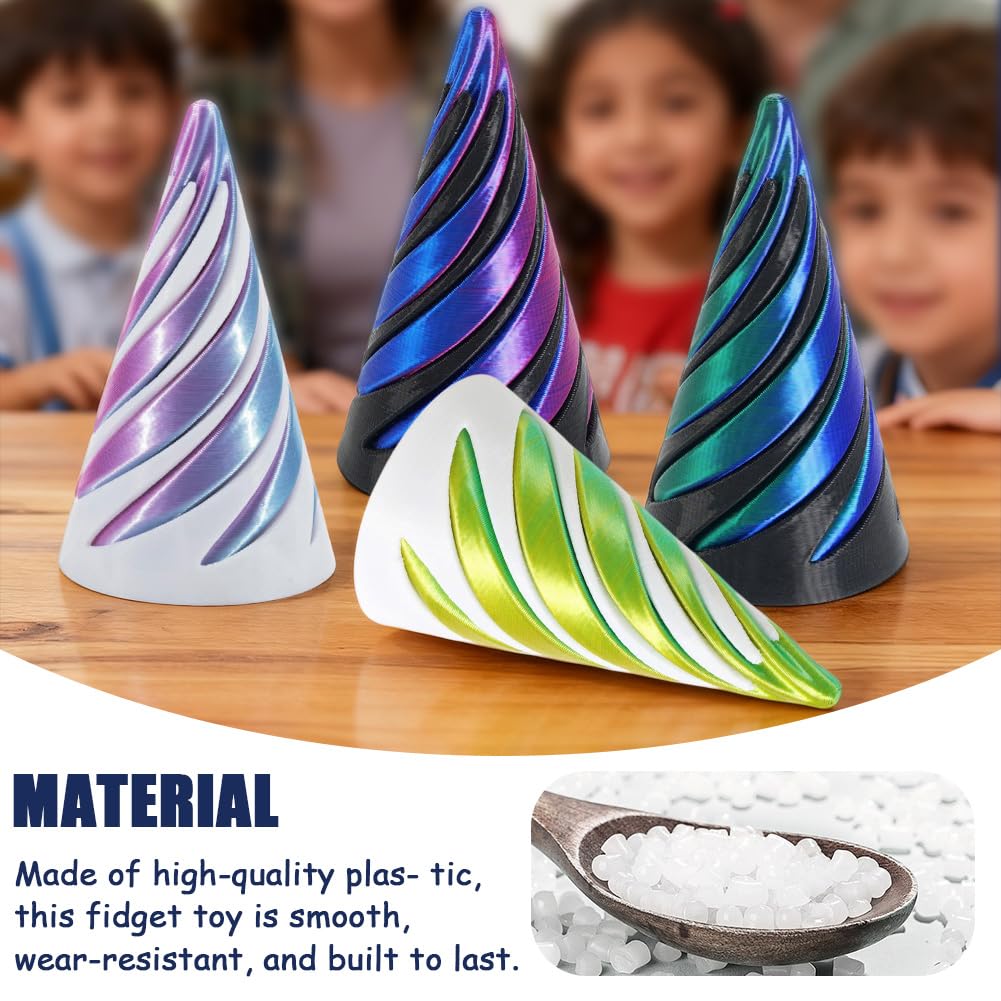 LEBKFT 4 Pcs 3D Printed Spiral Cone Fidget Toys - Image 4