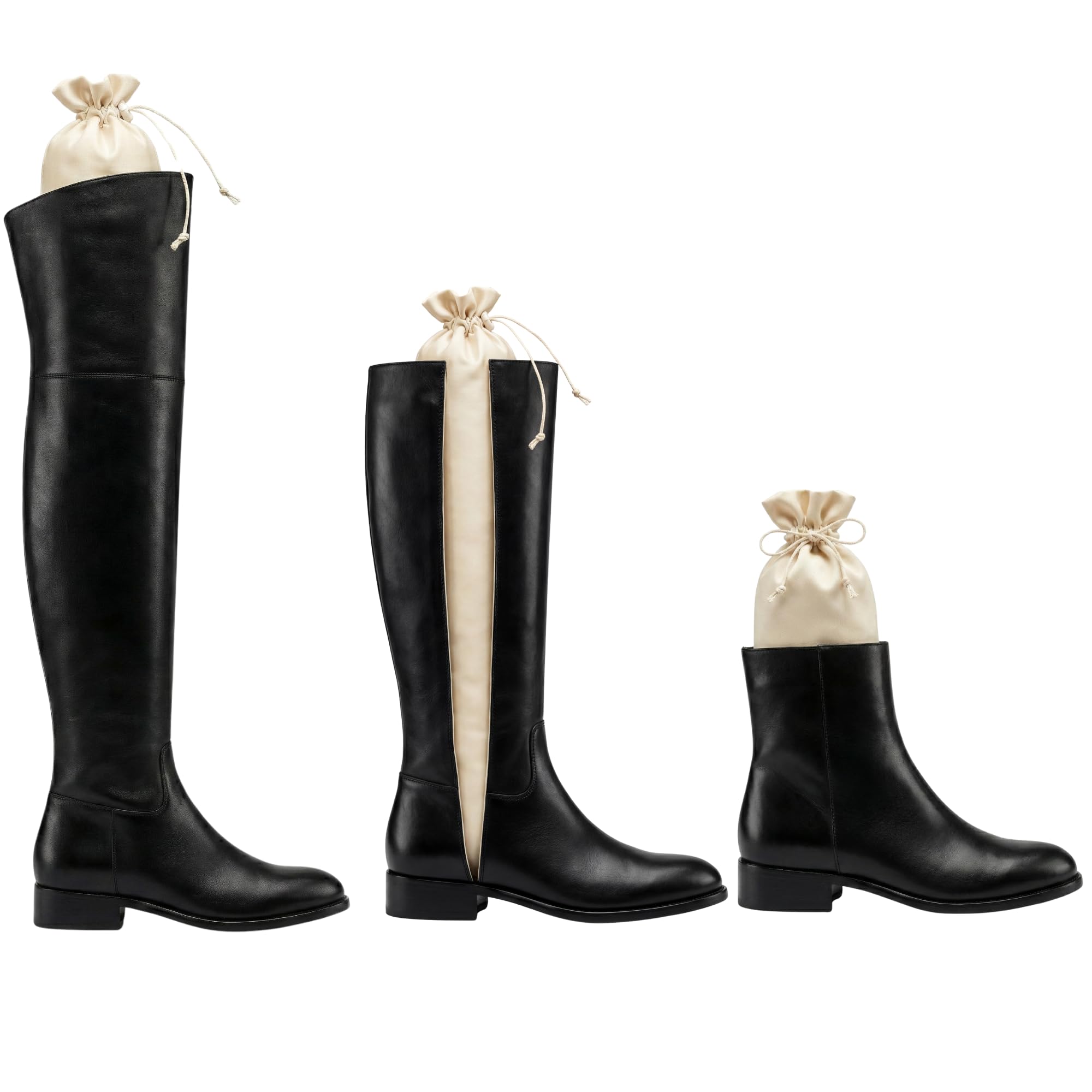 Boot Shapers for Tall Boots with Cinched String for Hanging
