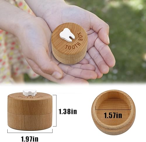 Miniatura 4 de free-space Caja de madera tallada en 3D para recuerdos de dientes caídos, caja de almacenamiento de recuerdos para niño o niña (caja de hadas de