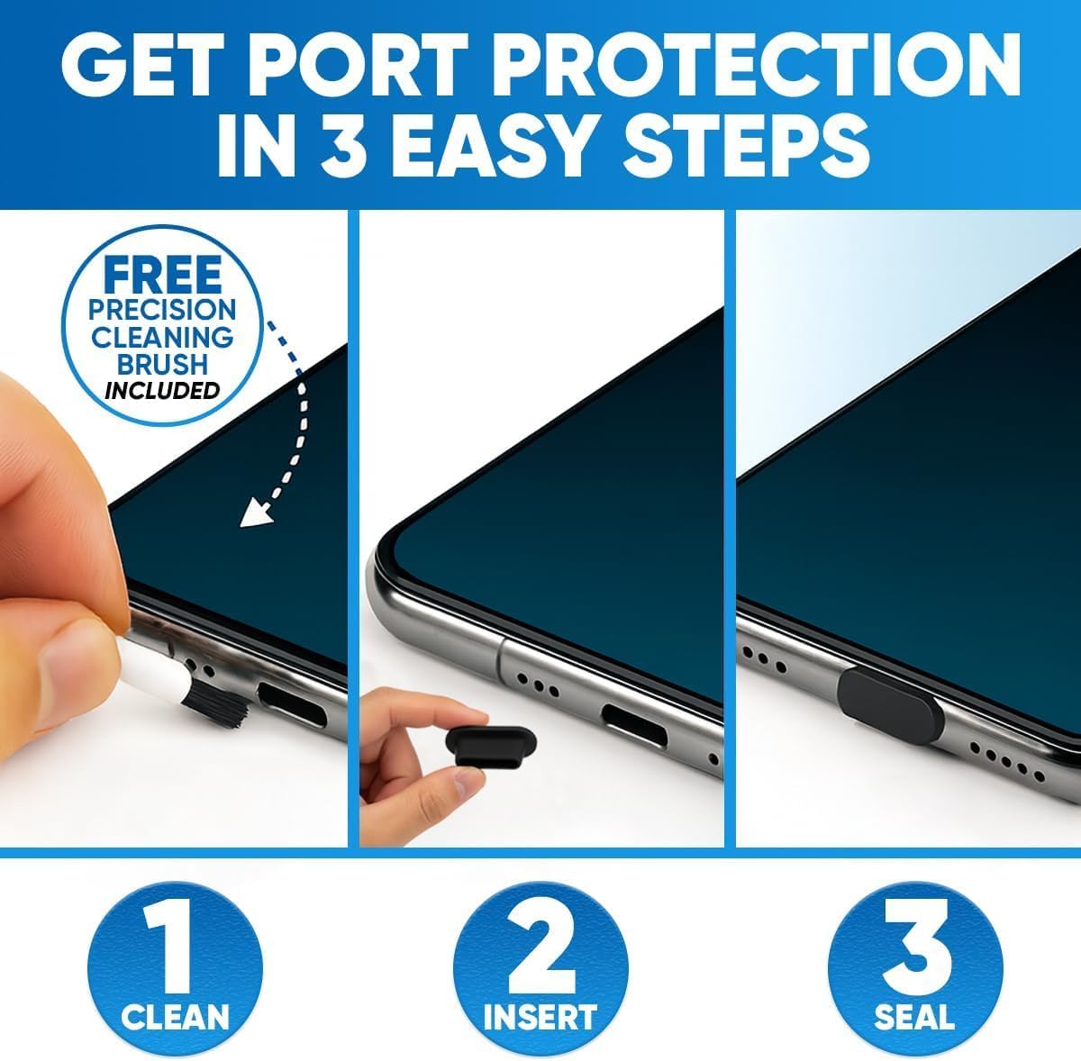 USB-C Dust Plugs for Galaxy S10/S9/S8, A72, A52, M51 & Other