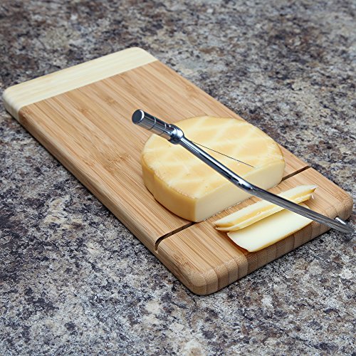 Tabla para queso de bambú con cortador de acero inoxidable miniatura 3