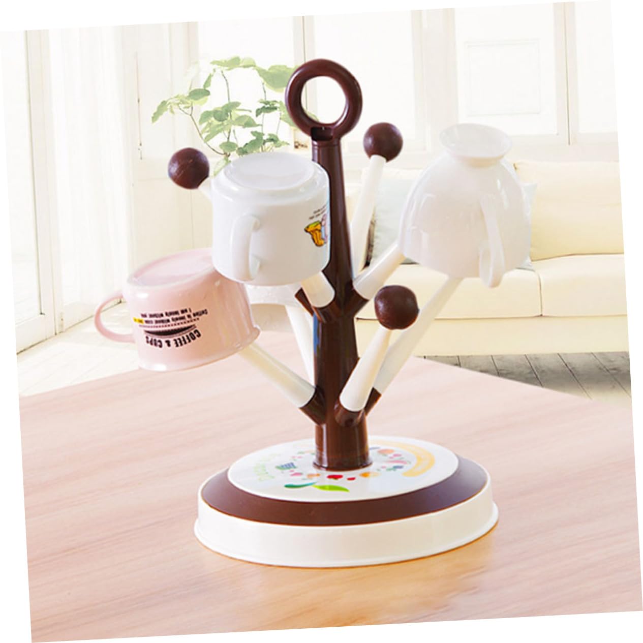Gogogmee Removable Coffee Mug Tree Holder Rack with Draining Board Detachable Design for Easy Use Smooth Surface Prevents Scratches Coffee Cup Dryer for Use