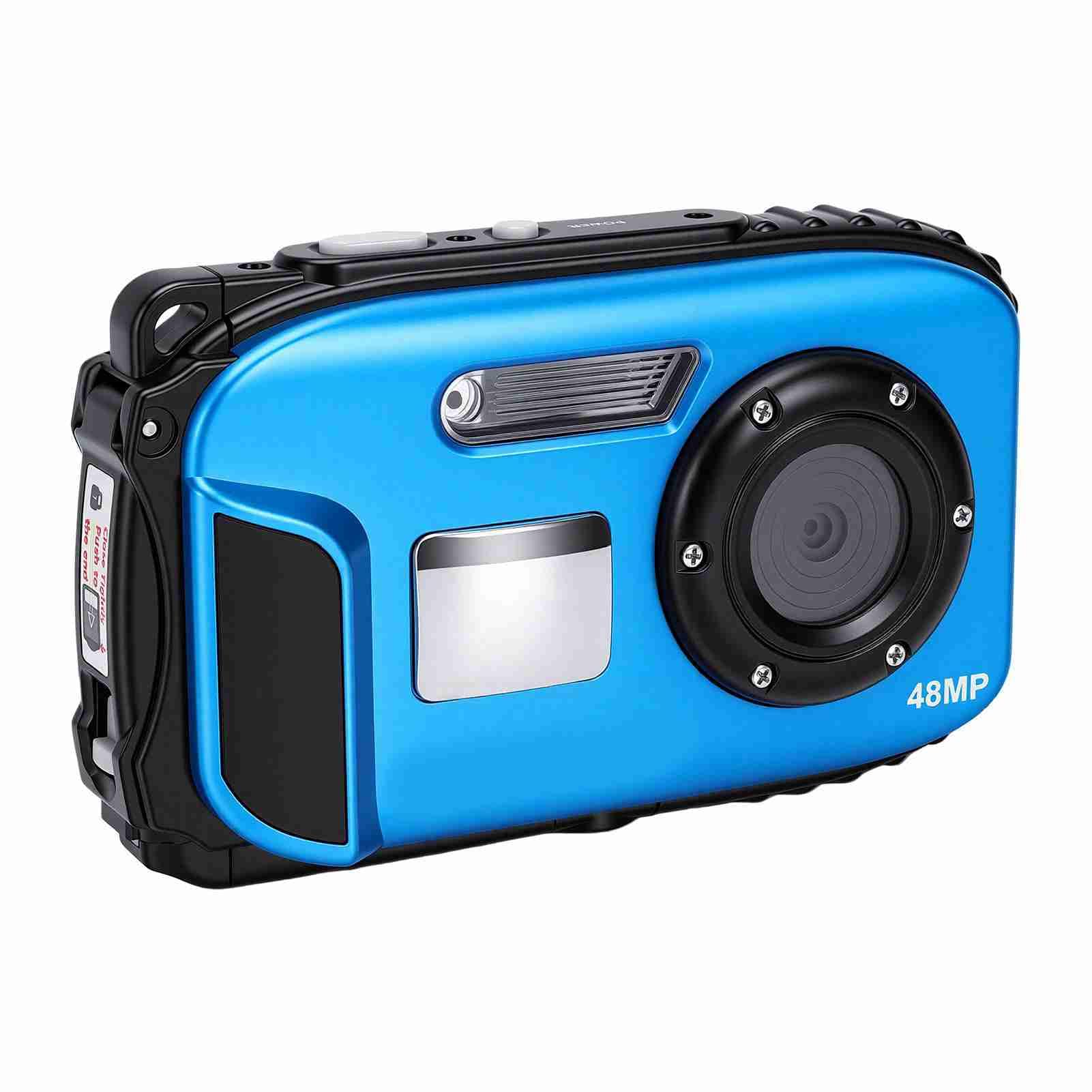 PUSOKEI Fotocamera Subacquea 1080P - Fotocamera Digitale Impermeabile da 48 MP (Blue)