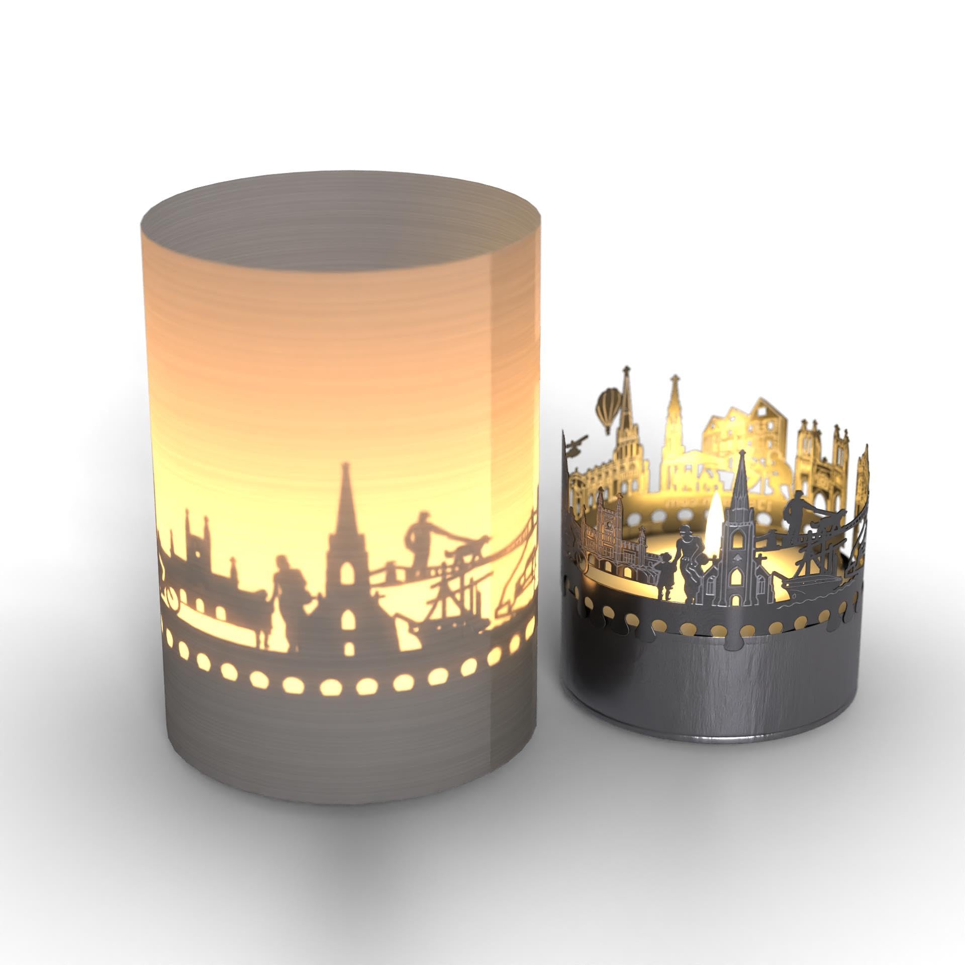 Bristol Skyline Gift Tube Shadow Play Candle - Illuminate Your Space with Bristol's Landmarks - Perfect Souvenir