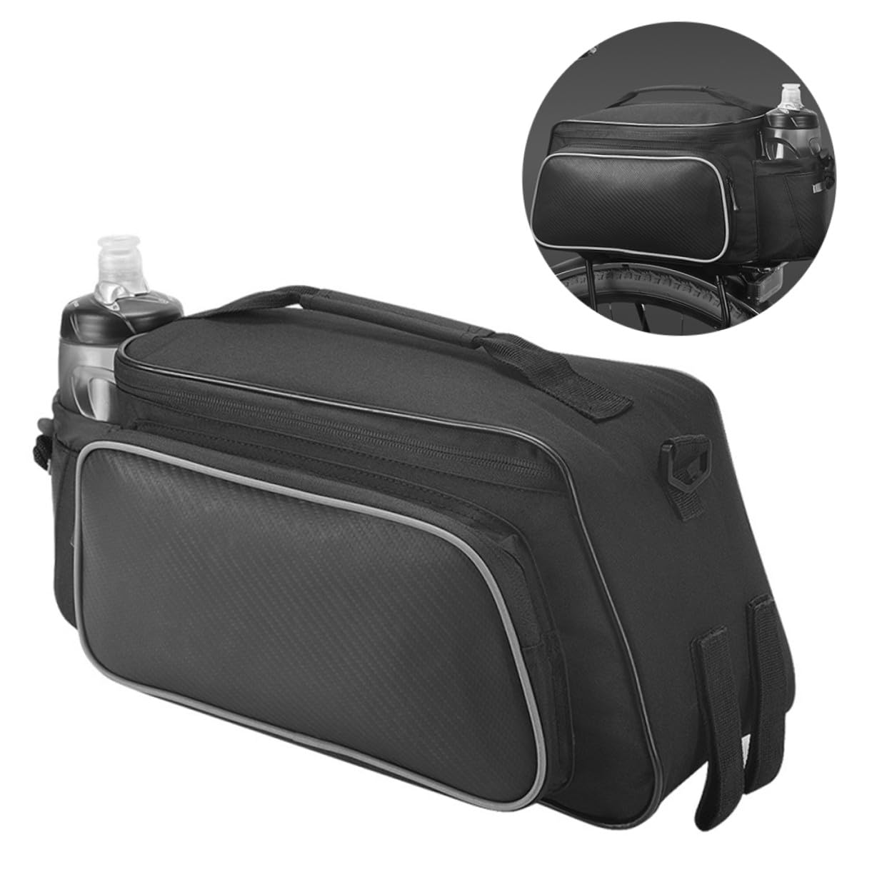 ERINGOGO Borsa Bicicletta Posteriore per Bici da Corsa e Mountain Bike con Riflettenti ad Alta Visibilità Grande Capacità per Accessori Ciclismo Nero