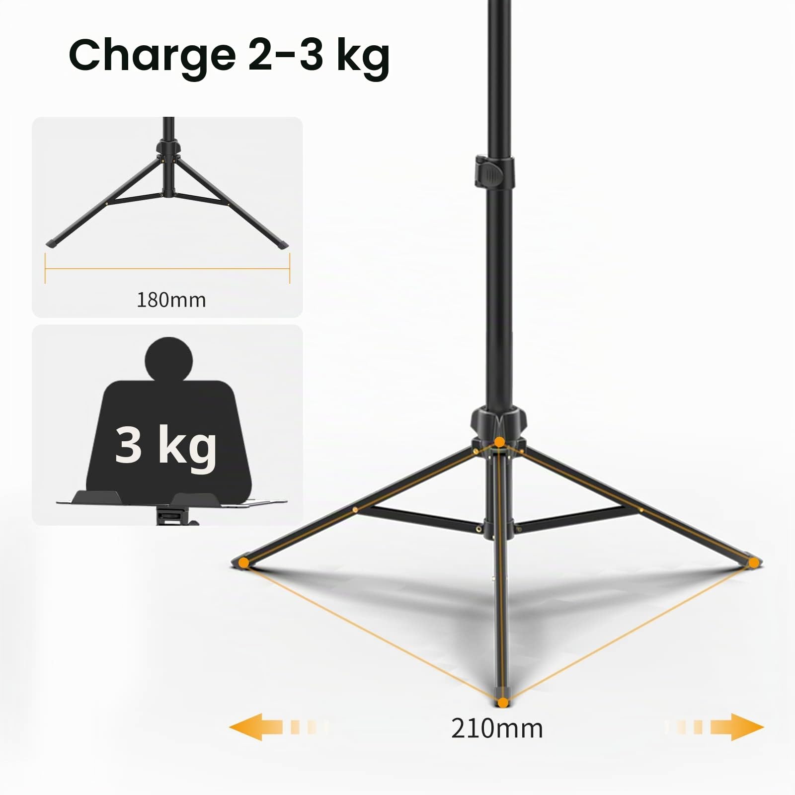 ULANZI Support de vidéoprojecteur réglable en Hauteur de 60 à 150 cm en Aluminium avec Plaque Pliante de 3 kg, 360 ° et 180 ° Pupitre Portable réglable