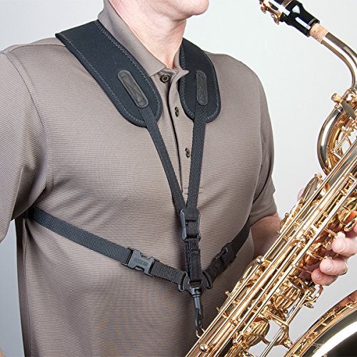 neotech super harness - regular - swivel hook - saxophone strap  adjustable strap for bass clarinet harness saxophone accessories black - made in usa