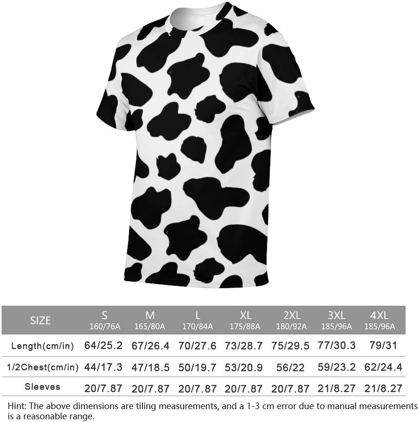 Mens Womens 3D Cow Print Funny Short Sleeve Tshirts Summer Casual T-Shirt Tops - Image 4