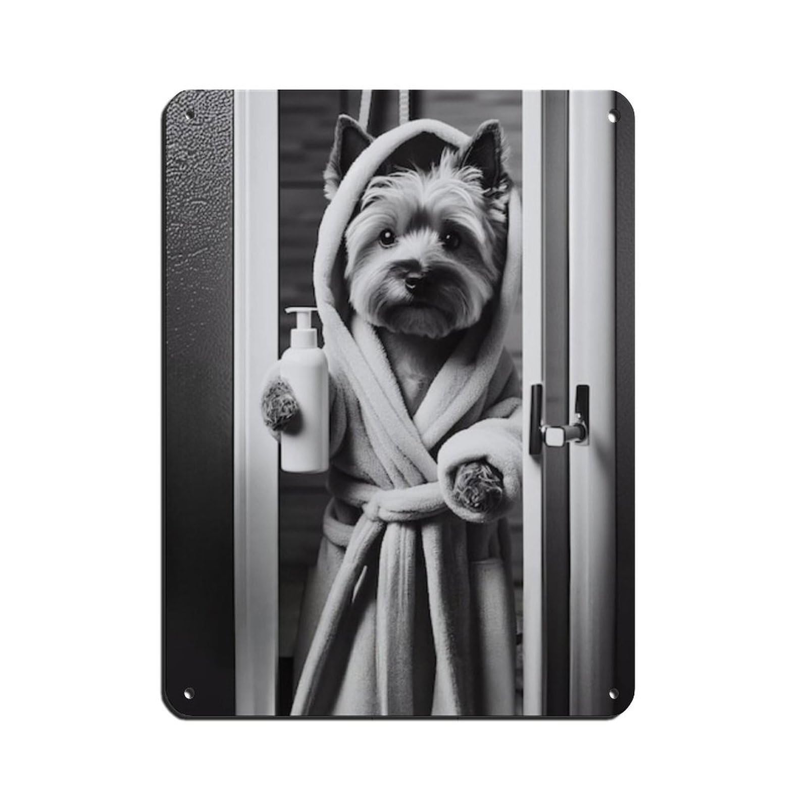 Cute Cairn Terrier Bathroom Art Poster Retro Poster Metal Tin Sign Chic Art Retro Iron Painting Bar People Cave Cafe Family Garage Poster Wall Decoration 12x16inch(30x40cm)
